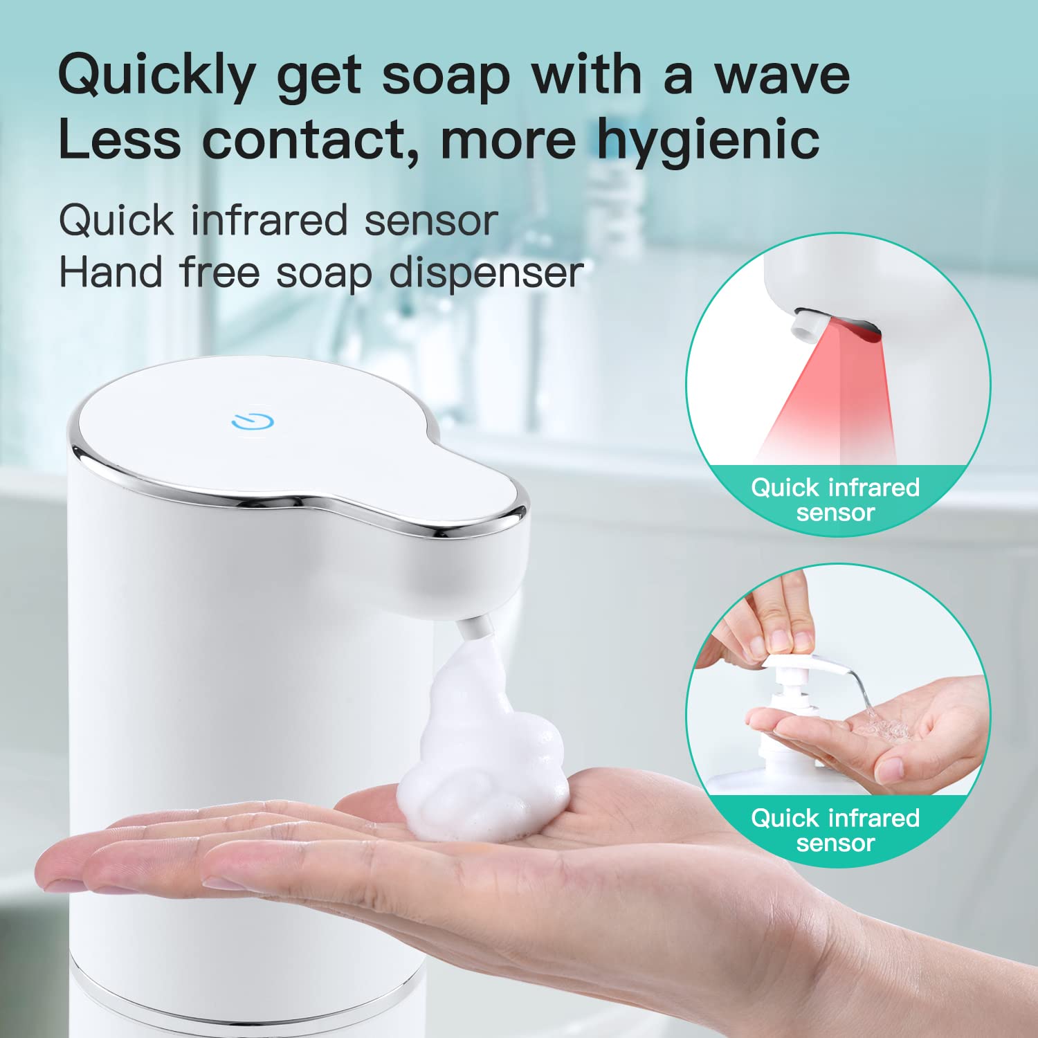 Laopao Soap Dispenser, Automatic Foaming Hand Soap Dispenser Touchless Foam Soap Dispenser Rechargeable Bathroom Countertop Soap