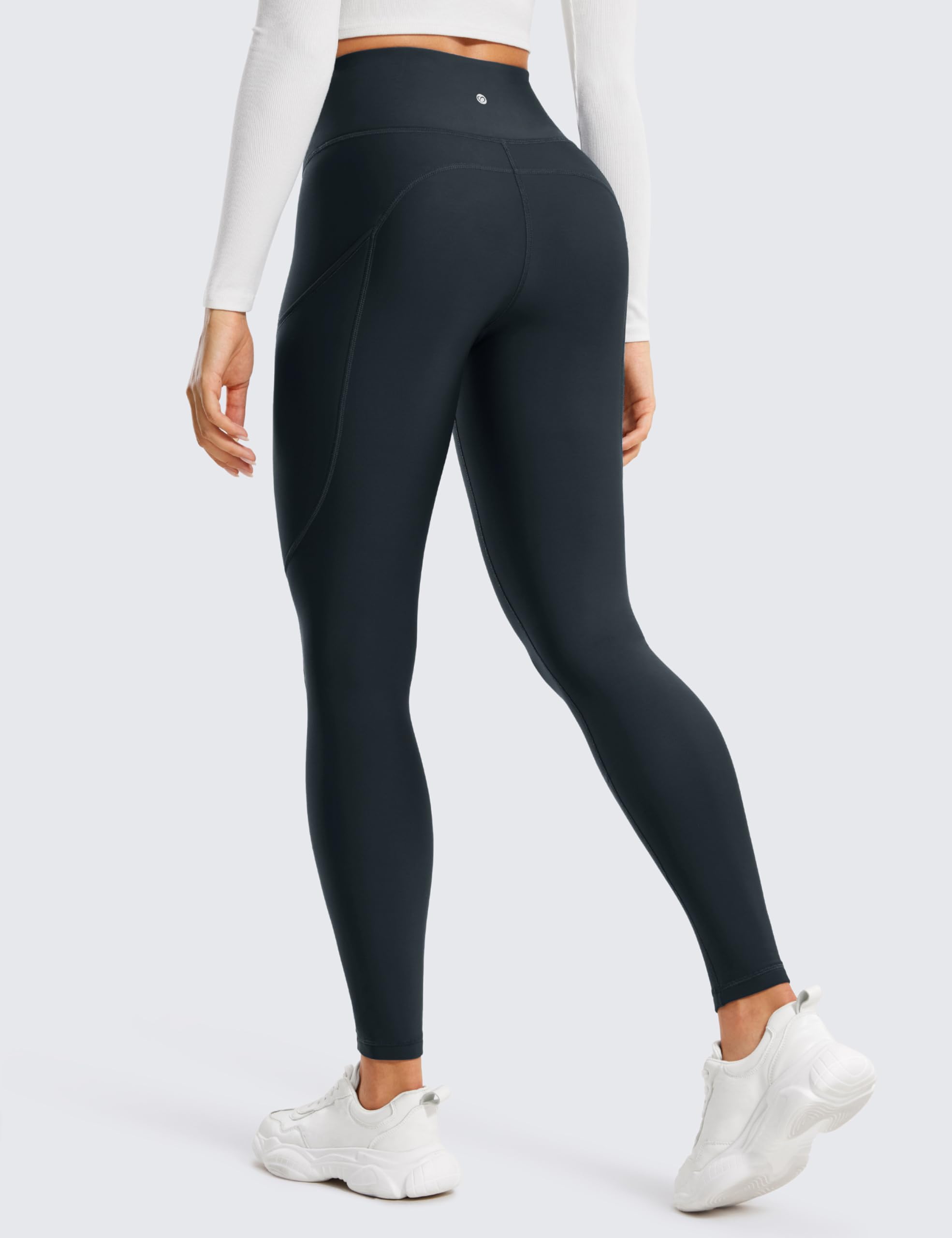 Crz Yoga Thermal Fleece Lined Leggings Women 28 - Winter Warm High Waisted Hiking Pants With Pockets Workout Running Tights True