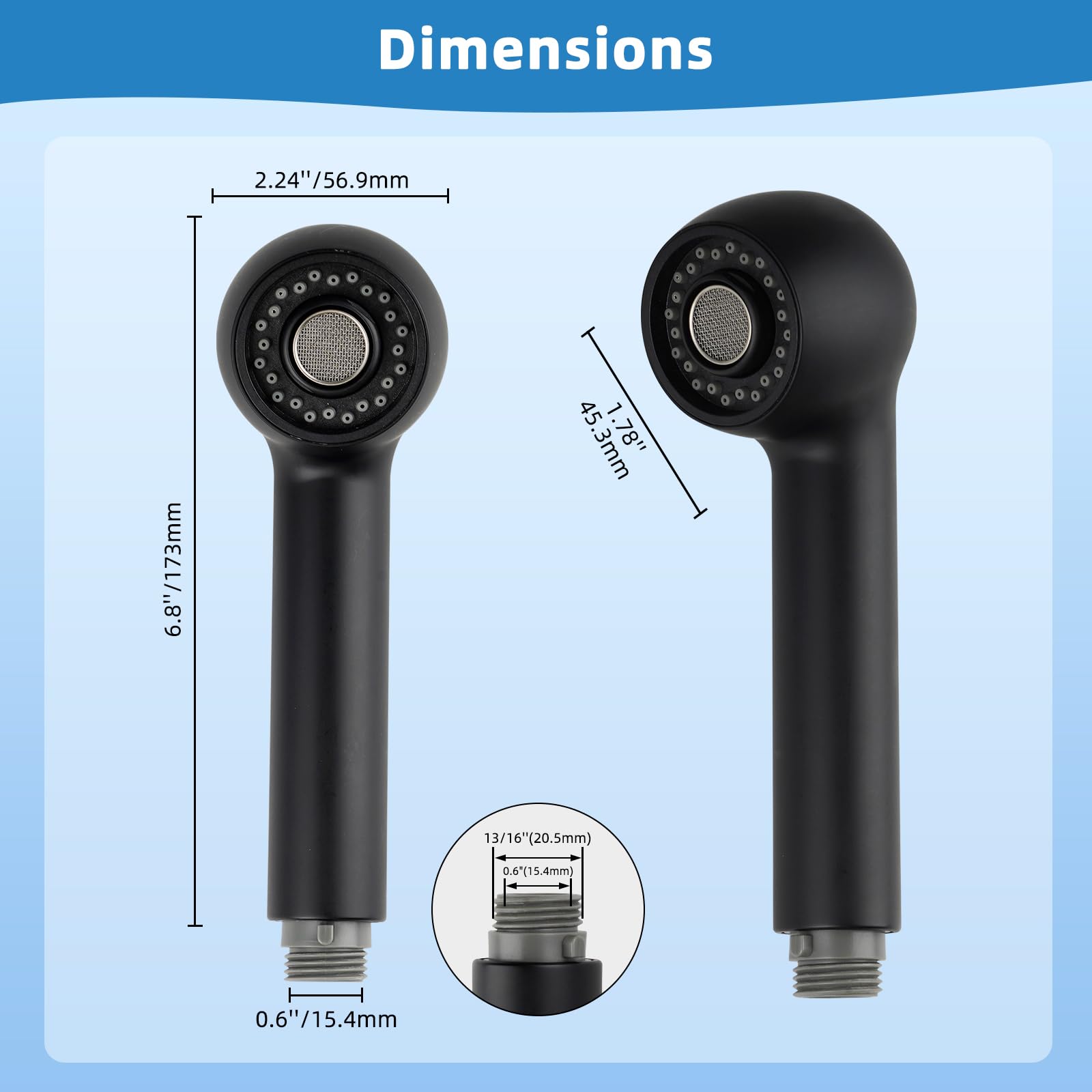 2 Function Kitchen Sink Faucet Pull out Sprayer Head Replacement  Kitchen Sink Pull Down Faucet Head Replacement Pull Out Sprayer Head-Matte Black