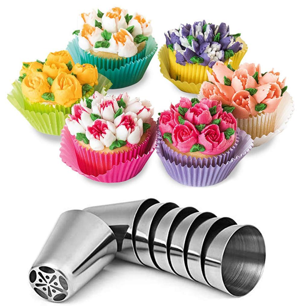 Russian Piping Tips Cake Decorating Complete Set, Wowdecor 24Pcs Baking Supplies Kit Icing Nozzles Flowers Shaped, Frosting Bags