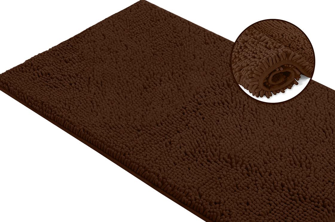 Luxurux Bath Mat-Extra-Soft Plush Bath Shower Bathroom Rug,1 Chenille Microfiber Material, Super Absorbent Shaggy Bath Rug Machi