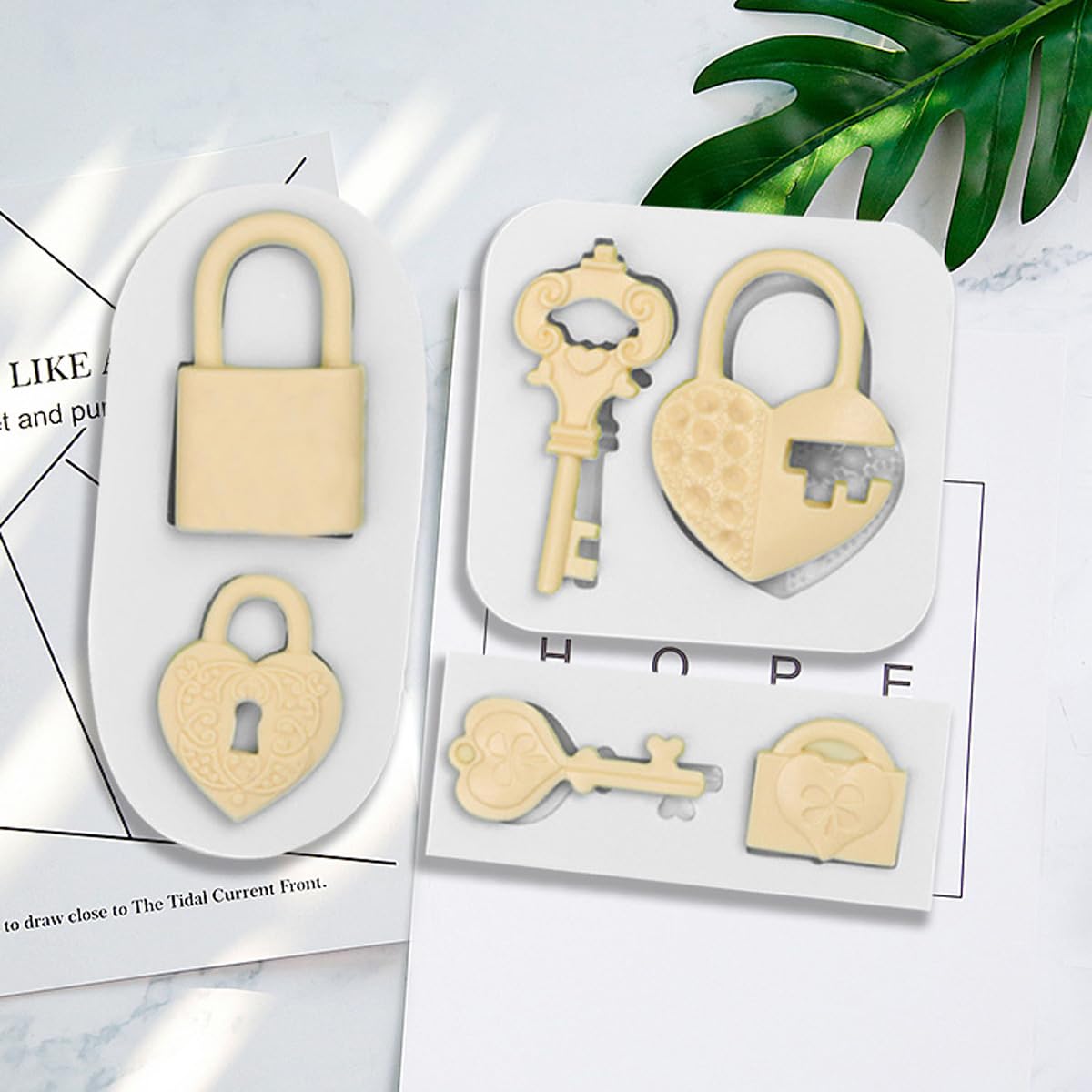 Kuuguu 3 Pack Lock Key Shapes Silicone Fondant Mold,Candy Making Mould Chocolate Molds Craft Mould Diy Handmade Cake Decoration