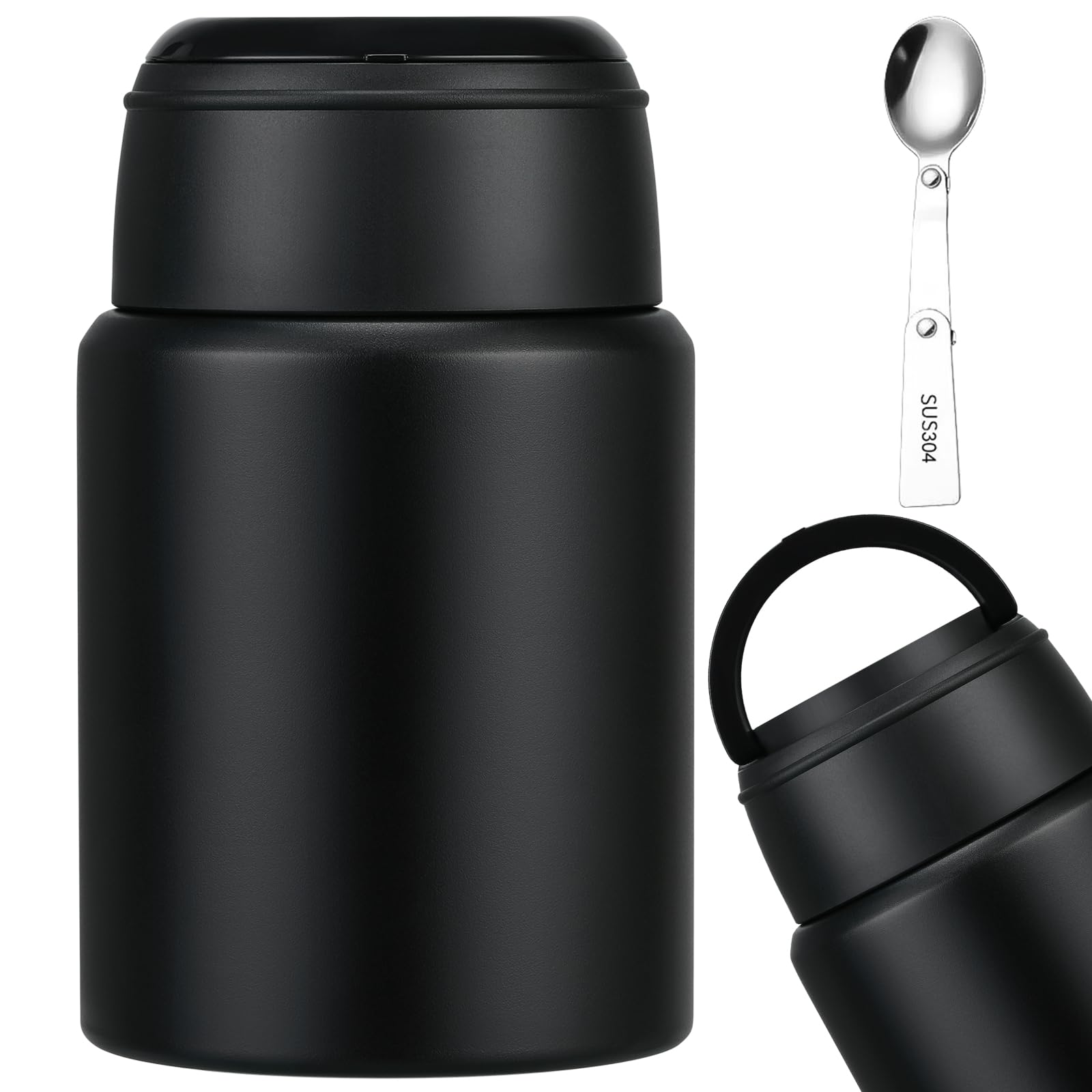 Aimsnk Soup Thermo for Hot Food Kids Insulated Food Jar, BlackPure
