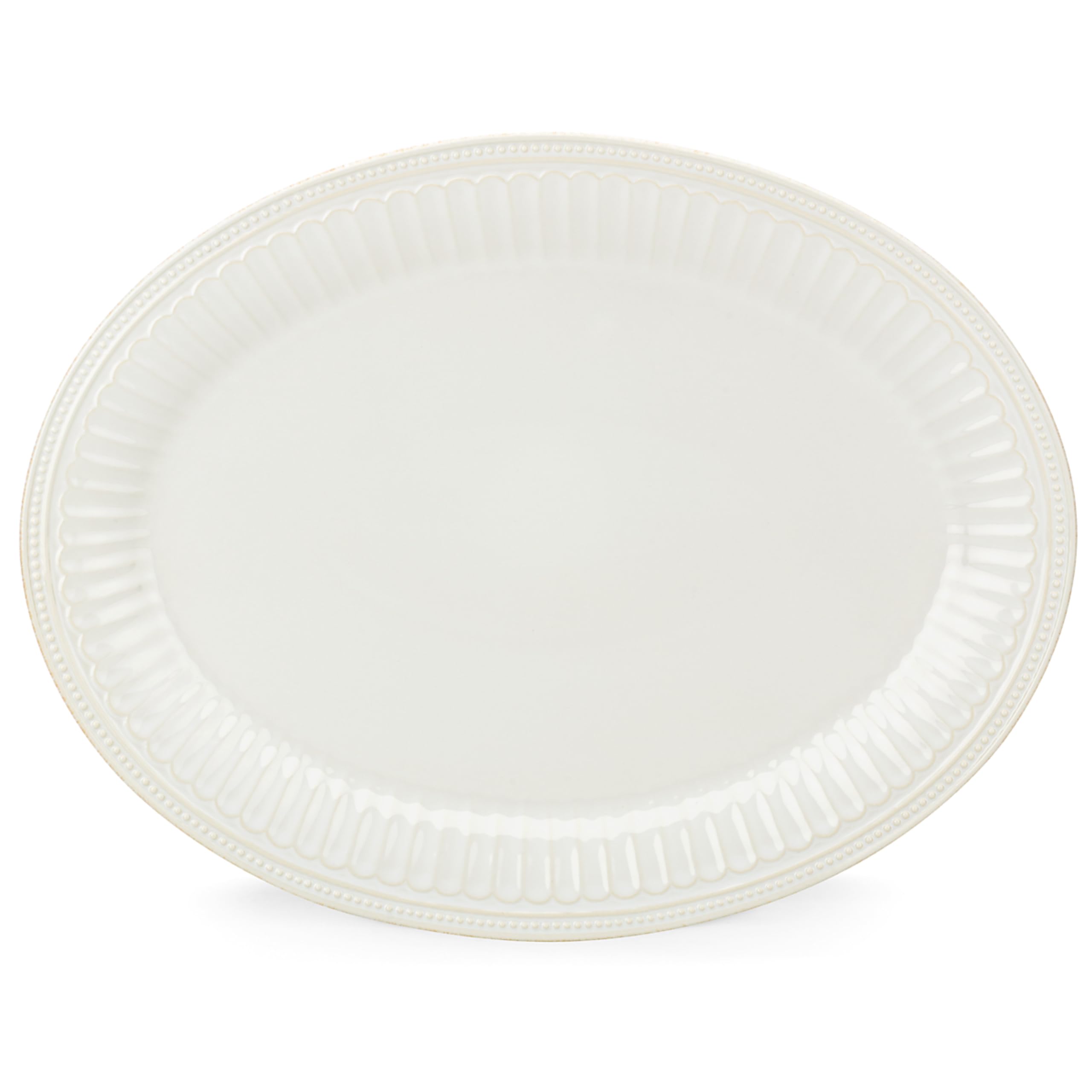 Lenox White French Perle Groove 16'' Oval Platter, 4.30 Lb