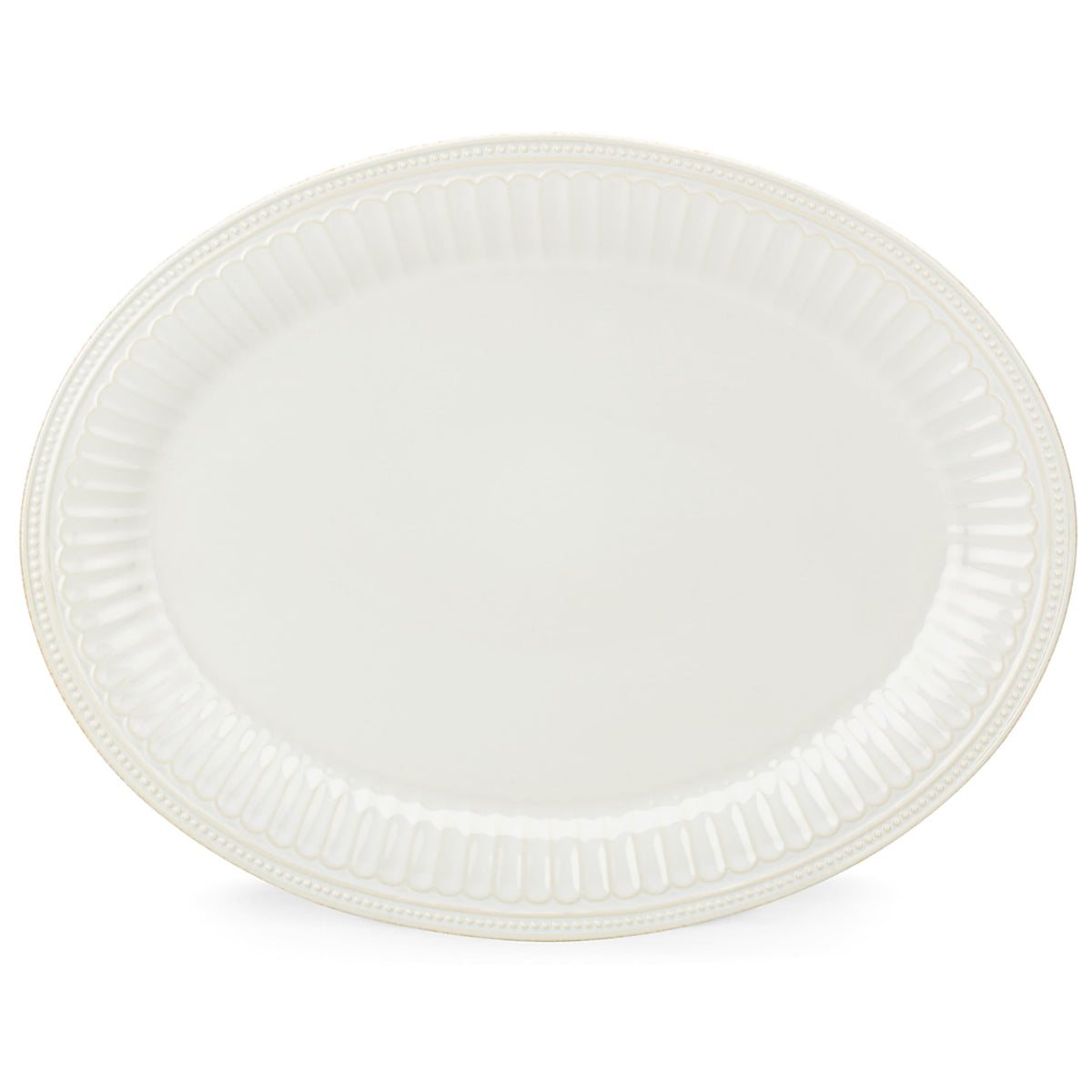 Lenox White French Perle Groove 16'' Oval Platter, 4.30 Lb