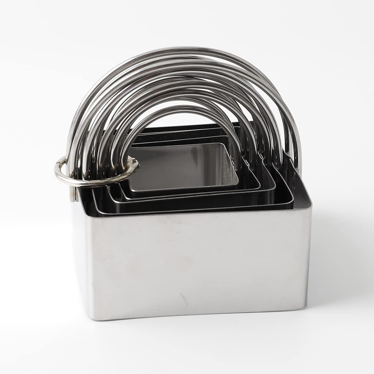 Cookie Cutters Set Of 10, 5 Sizes Round And 5 Sizes Square Stainless Steel Biscuit Cutters With Handles
