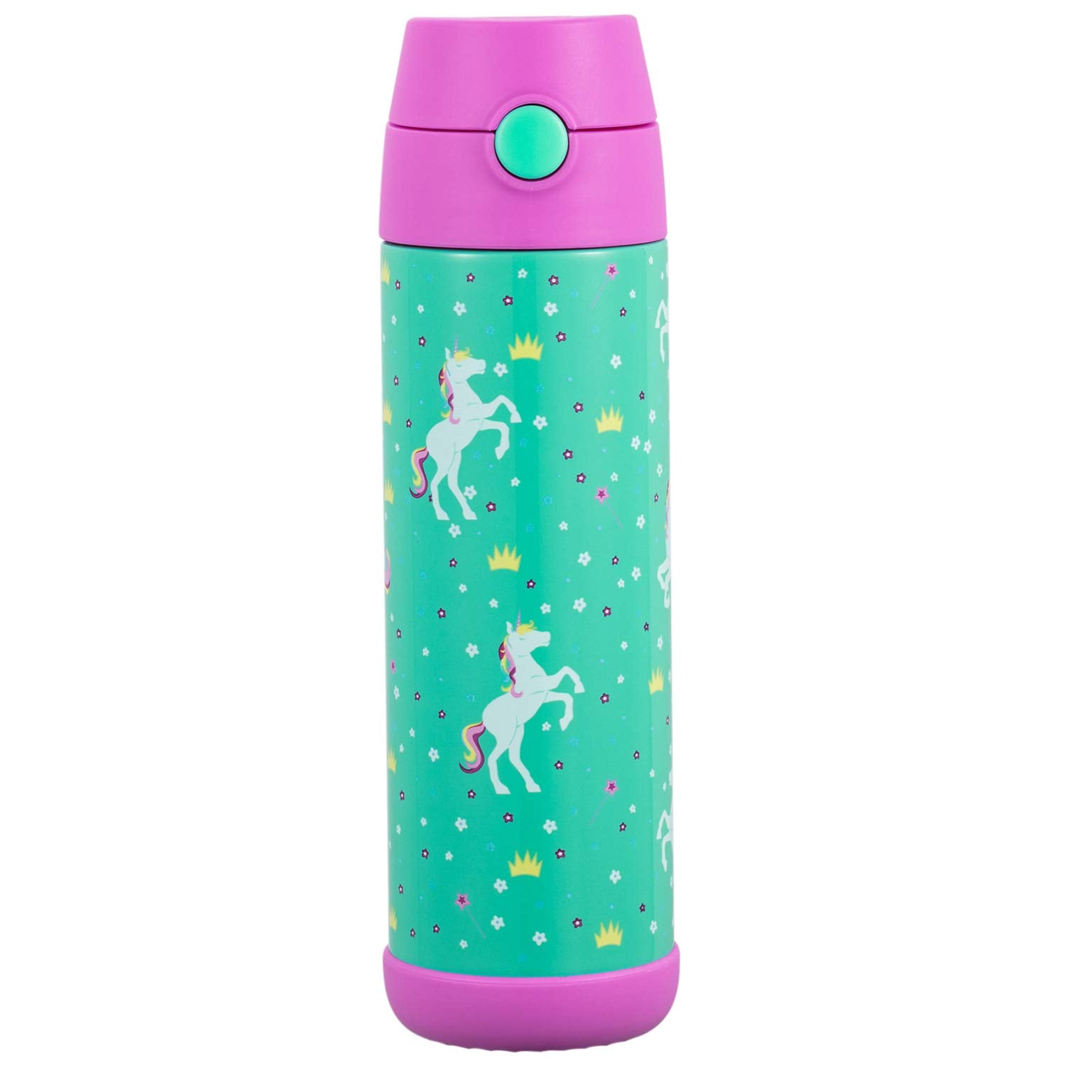 Snug Kids Water Bottle - Insulated Stainless Steel Thermos With Straw (Girls/Boys) - Unicorn, 17Oz