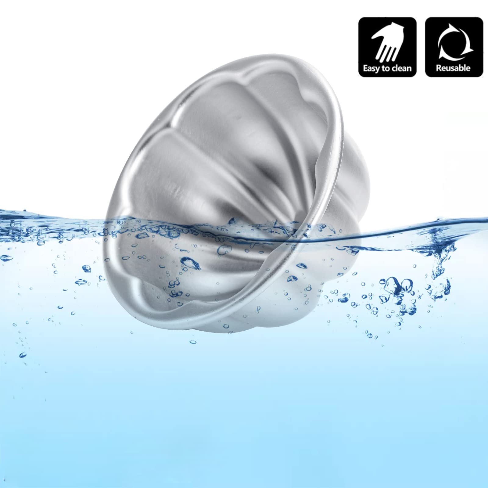 Mezchi 12 Pack Egg Tart Molds, Aluminum Alloy Pudding Jelly Molds, Reusable Cake Tartlets, Cupcake And Muffin Cups For Baking, F