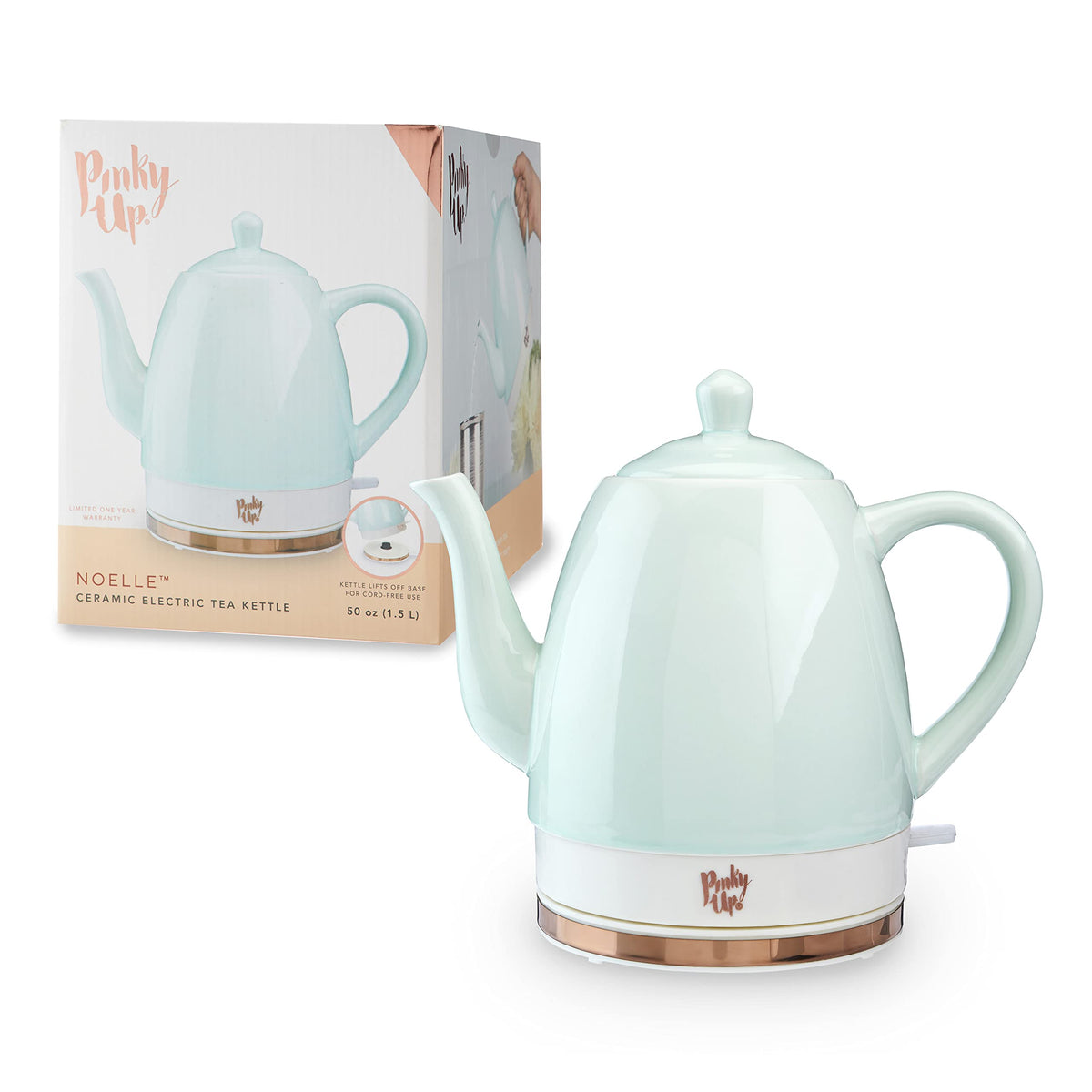 Pinky Up Noelle 1.5 L Ceramic Gooseneck Spout Electric Tea Kettle With Temperature Control - Cordless Design For Boiling Water P