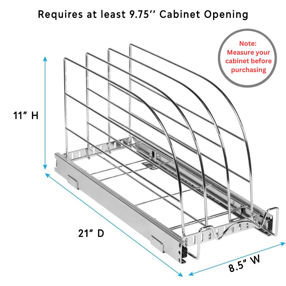 Holdn Storage Pull Out Organizer For Cookie Sheet, Cutting Board, Bakeware, And Tray, Sliding Rack- Heavy Duty - Lifetime Limite