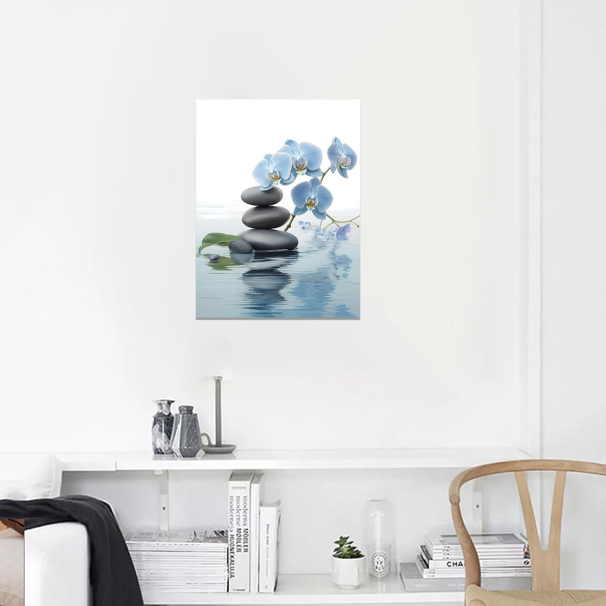 Ccwacpp Zen Wall Art Spa Stone And Elegant Blue Orchid Flower On The W ...