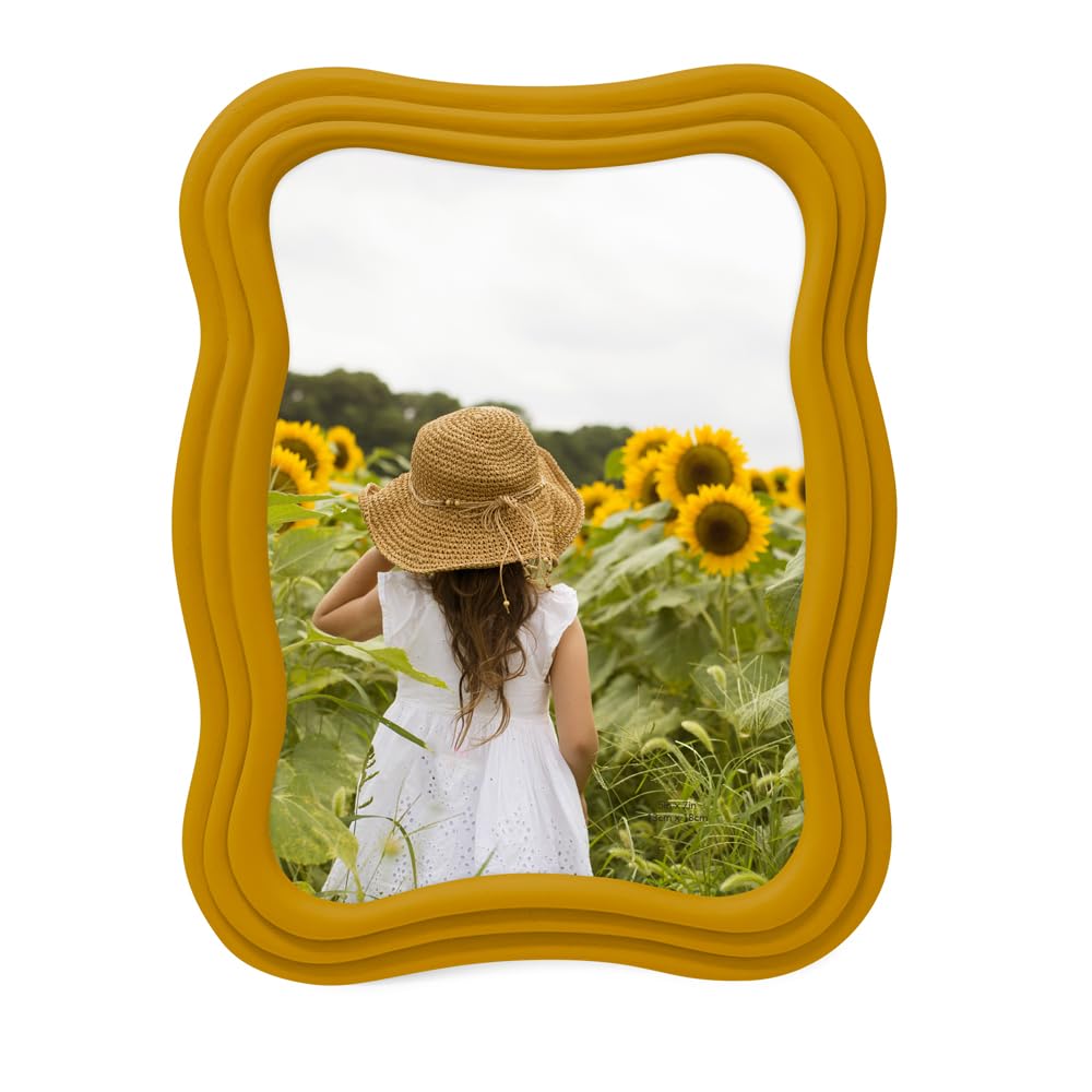 Isaac Jacobs 5x7 Matte Mustard Curved Deco Frame for Tabletop and Wall Display, Decorative Art, Design, Home D  cor, Gift (5x7,