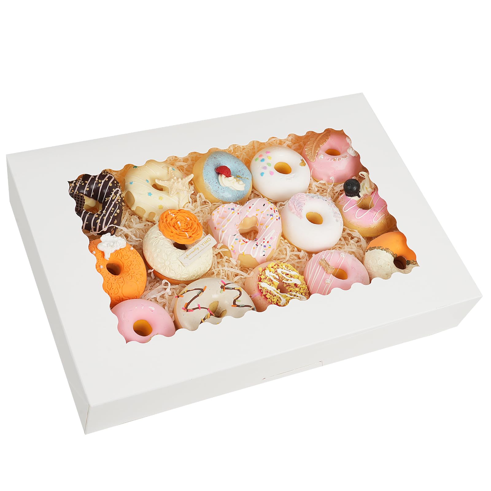 Moretoes 30Pcs Cookie Boxes, 16X11X2.5 Inches Auto-Popup Bakery Boxes With Window For Pastries, Pies, Muffins, Chocolate Covered