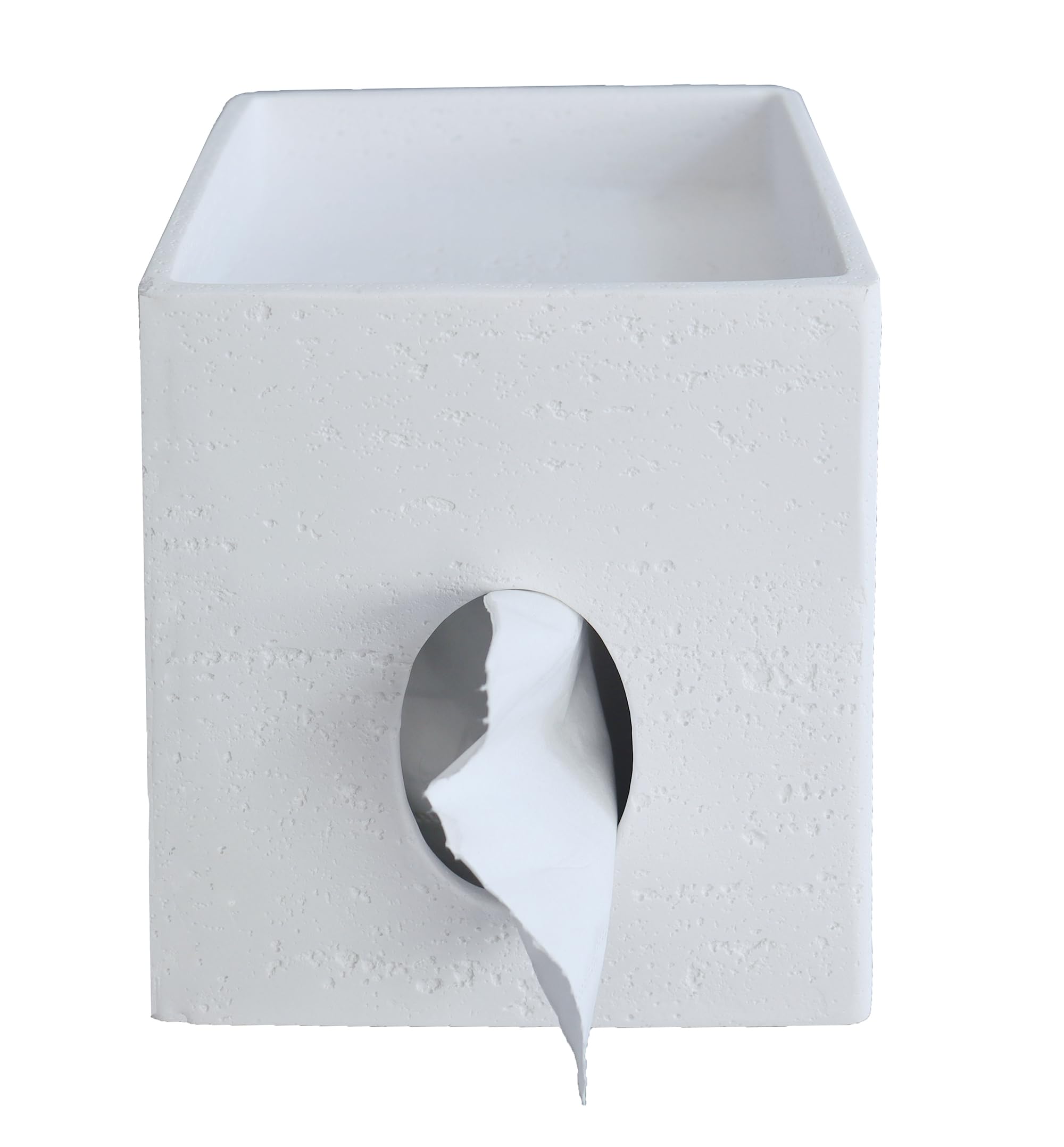 Hymmah Square Tissue Box Holder Cover with Tray,Unique Design Cube Tissue Dispenser Decor for Vanity Counter Tops Also Great for