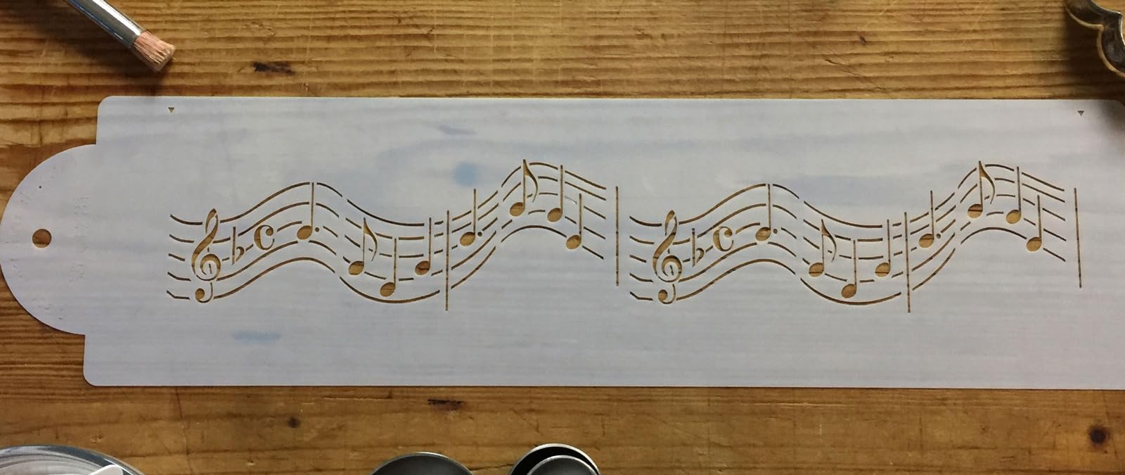 Designer Stencils C128T Musical Notes Cake Stencil, Beige/Semi-Transparent, 12''