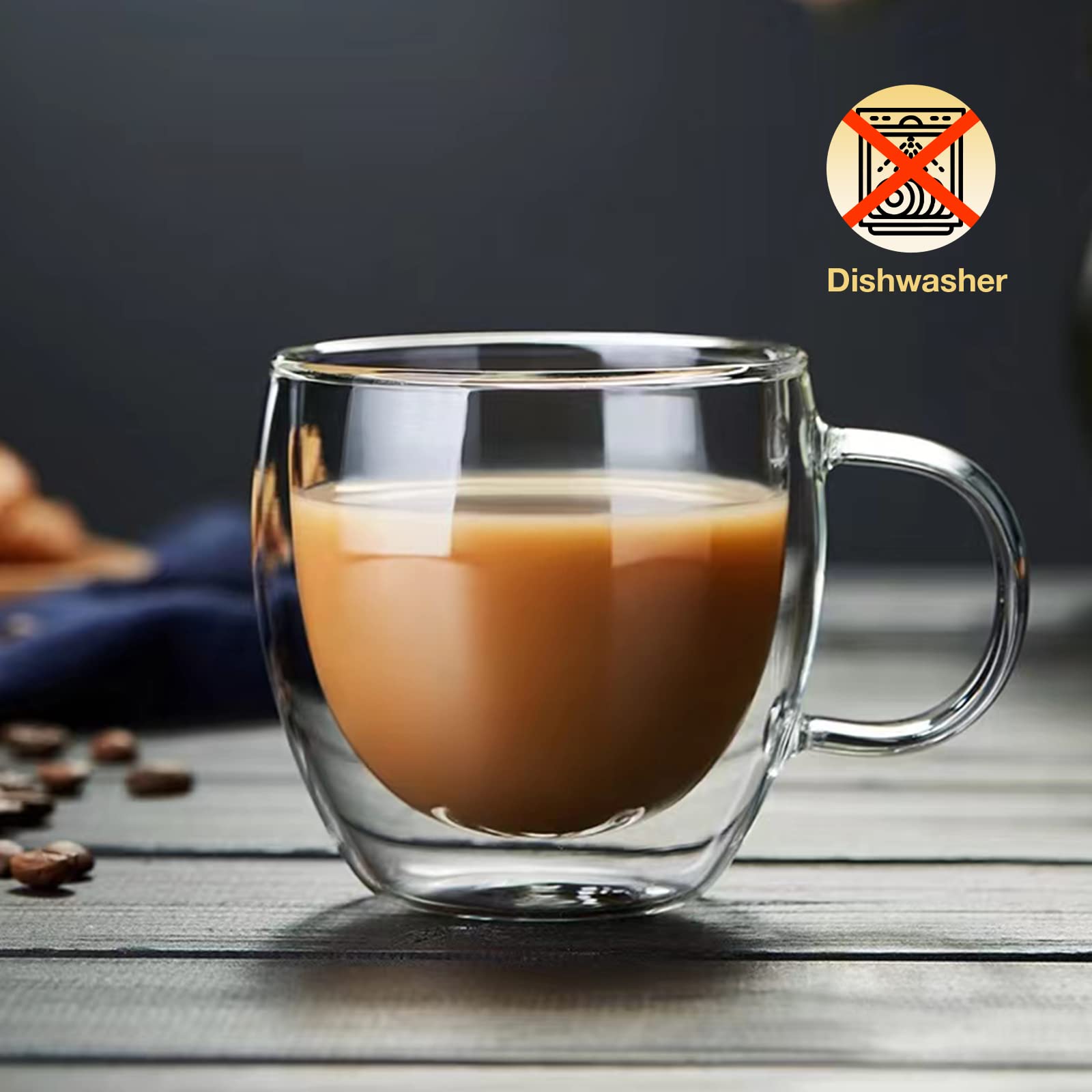 Mfacoy Double Wall Insulated Glasses Espresso Cups Set of 4  5 oz Clear Coffee Cups with Handle  Espresso Shot Glasses  Suit for Espresso Machine  Latte  Cappuccino  Glass Coffee Mugs