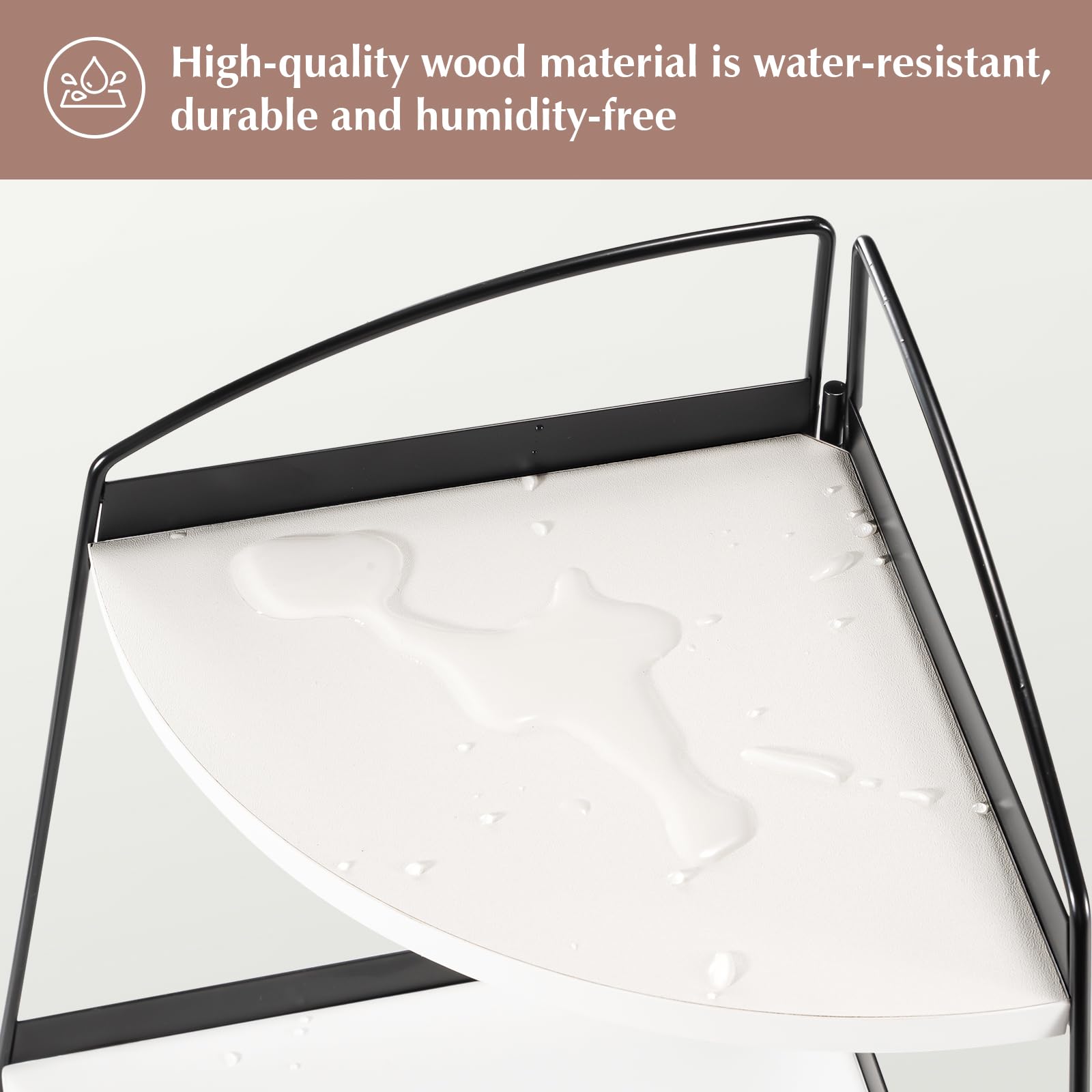 Puricon Corner Bathroom Counter Organizer, 2-Tier Wood Countertop Bathroom Sink Corner Shelf, Vanity Corner Counter Rack For Bat
