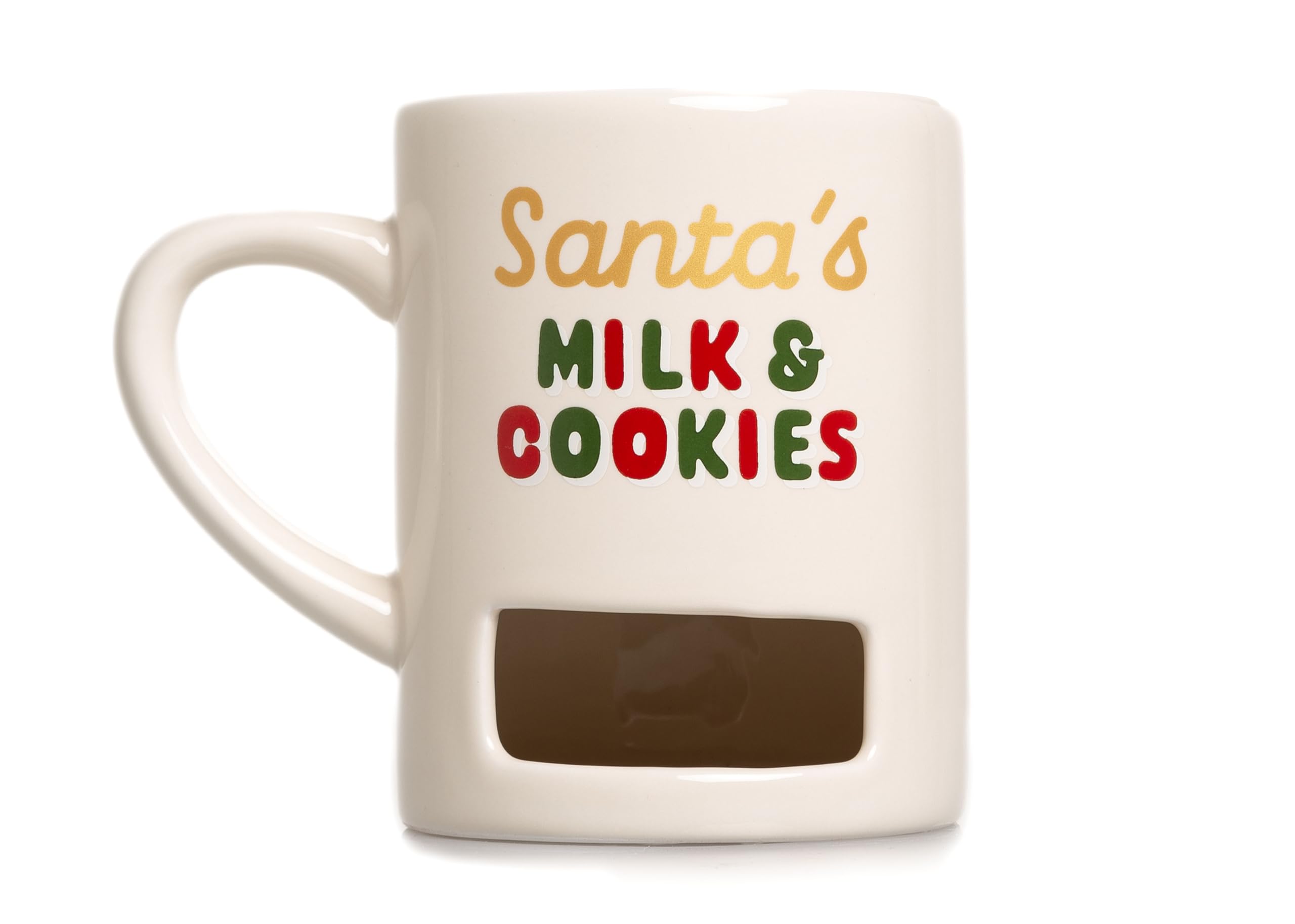 Pearhead Santas Milk & Cookies Christmas Mug, Holiday Novelty Coffee Mug with Slot for Cookies, Holiday Home D  cor, Microwave 