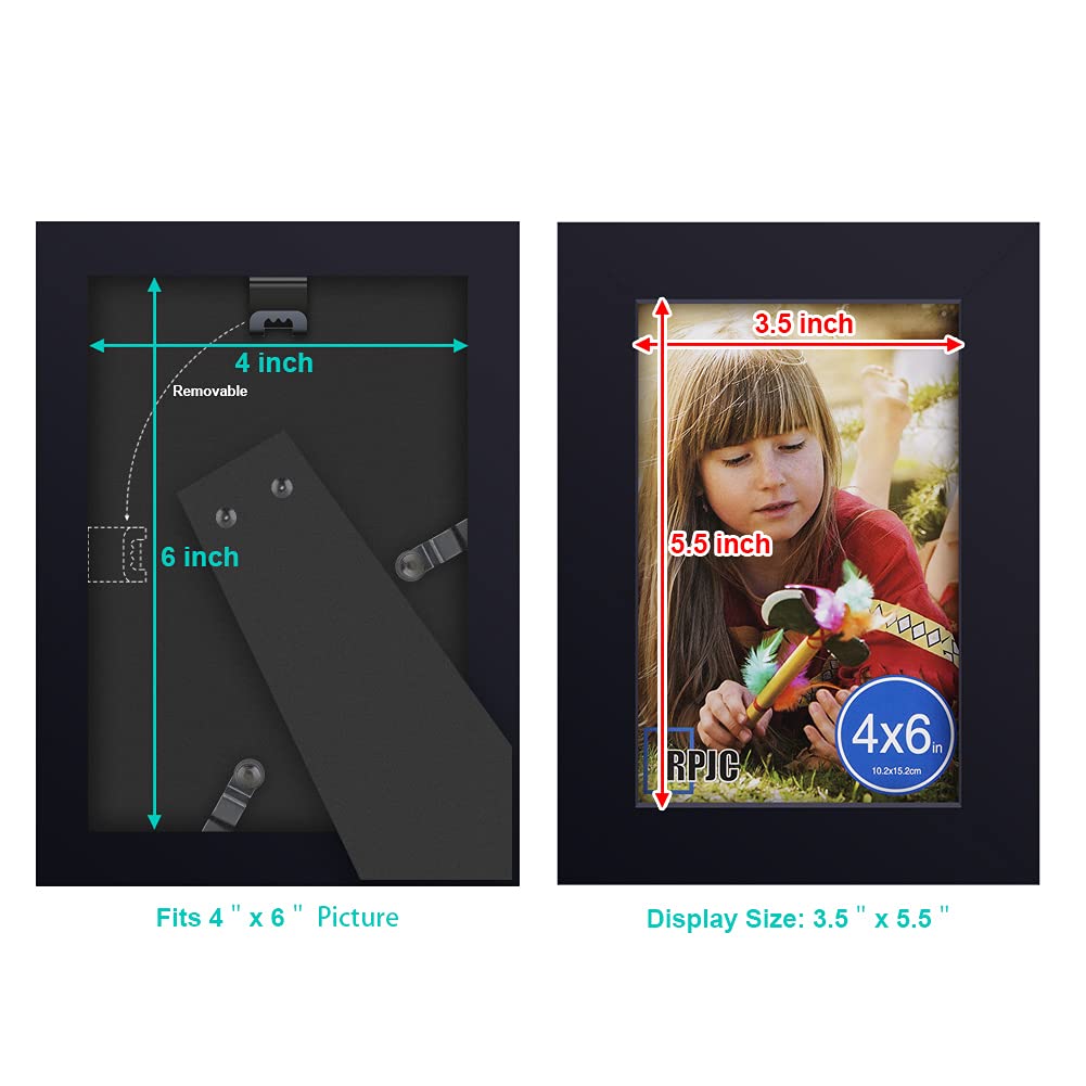 RPJC 4x6 inch Picture Frames Made of Solid Wood High Definition Glass for Table Top Display and Wall Mounting Photo Frames Black