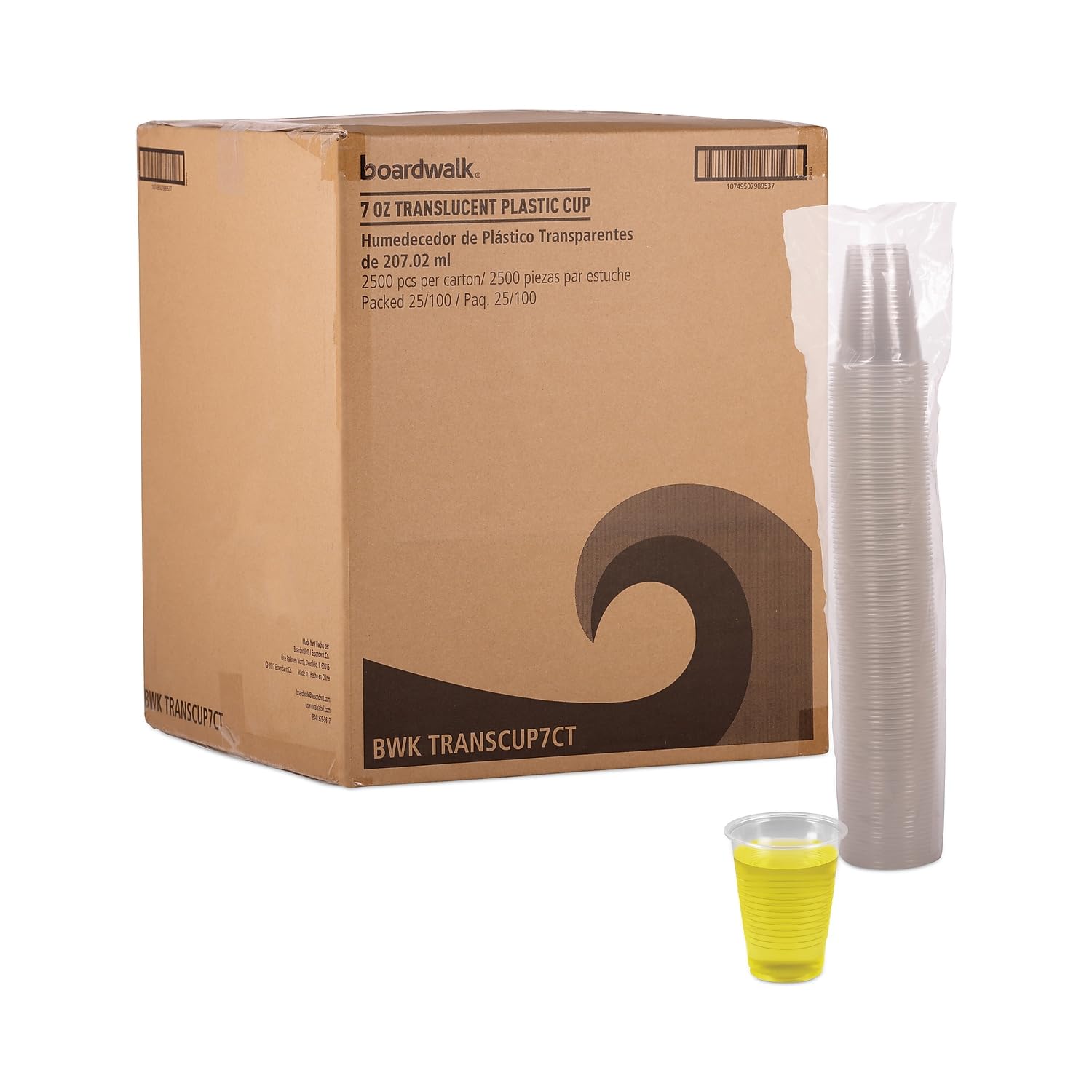 Boardwalk Transcup7Ct Translucent Plastic Cold Cups, 7Oz, 100/Bag, 25 Bags/Carton