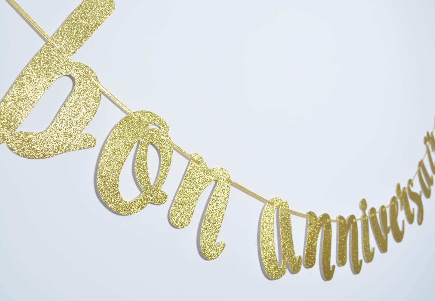 Bon Anniversaire Banner For Happy Birthday Party Decorations French Theme Sign Photo Backdrop (Gold Glitter)