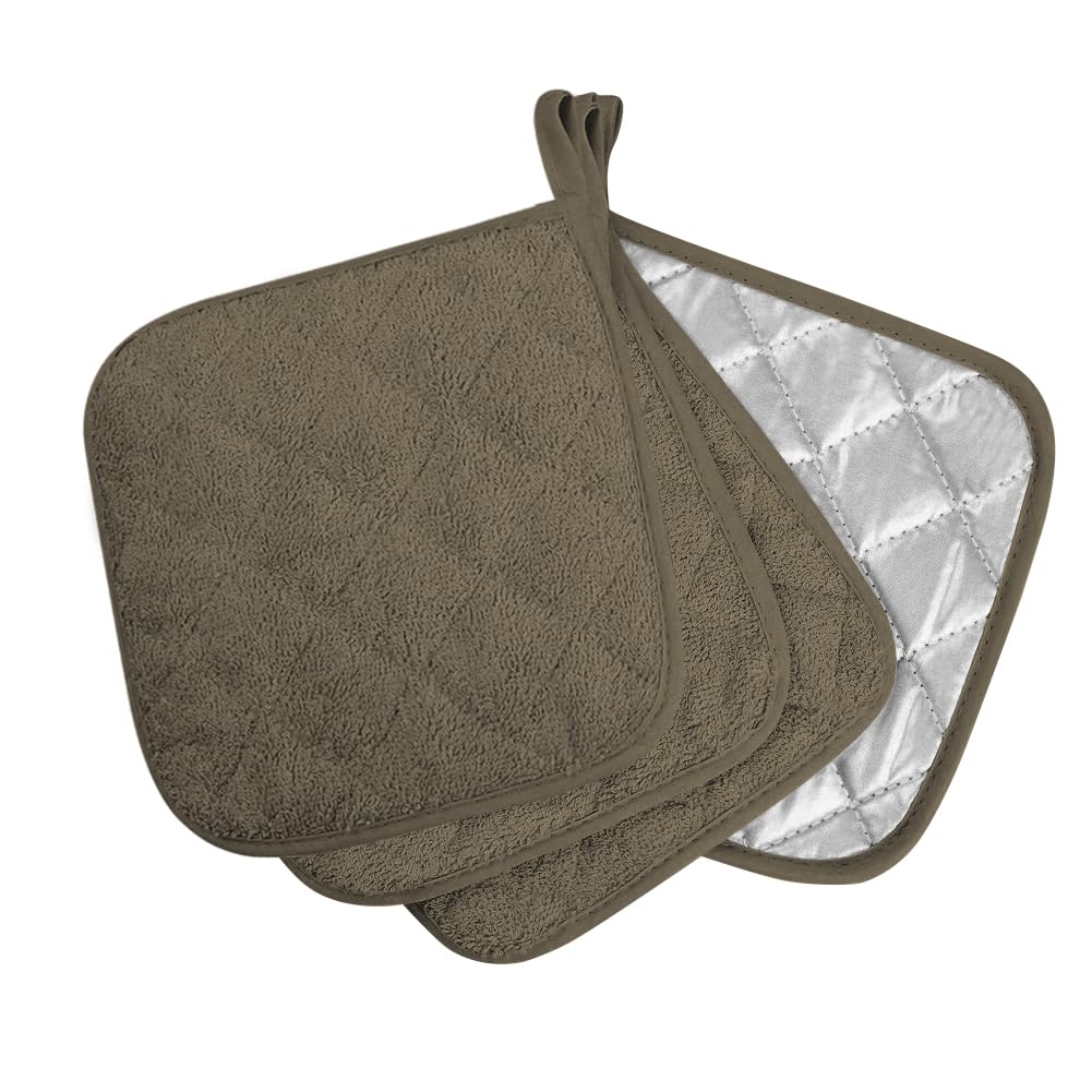 Meioro 4-Pack Pot Holders For Kitchen High Heat Resistant Potholder, 100% Cotton Hot Pads, Quilted Terry Hot Pot Holder Set For