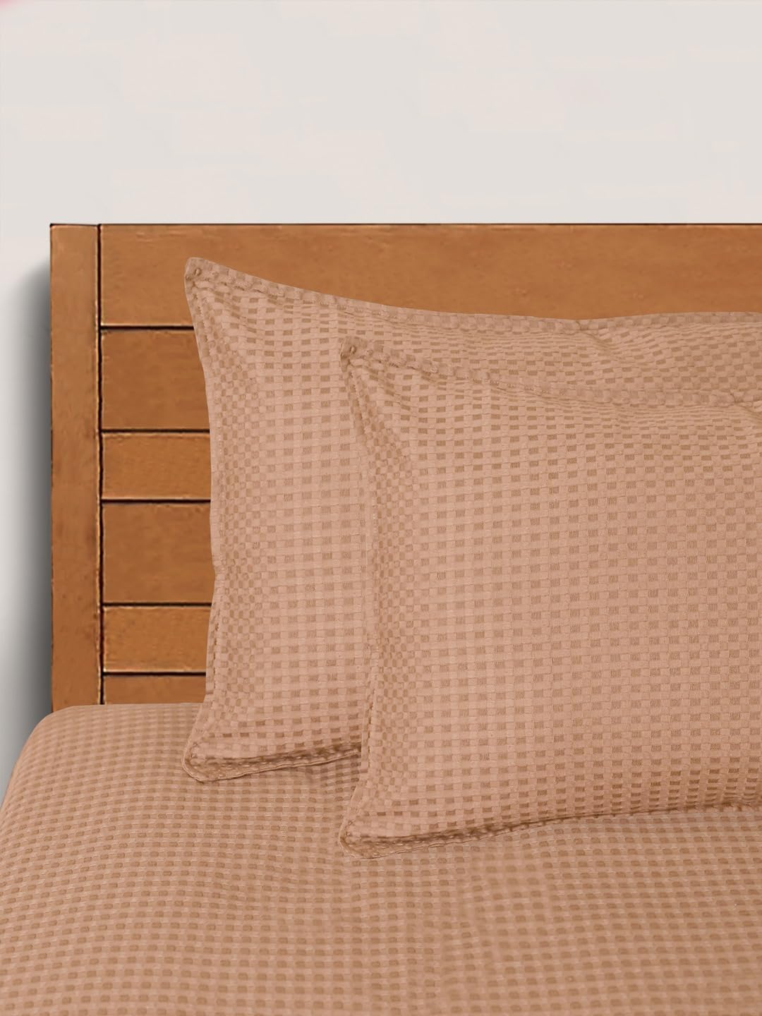Saral Home Soft Cotton Waffle Design Breathable & Wrinkle Free Bedsheet For Double Bed 1 Queen Size Bedsheet With 2 Pillow Cove