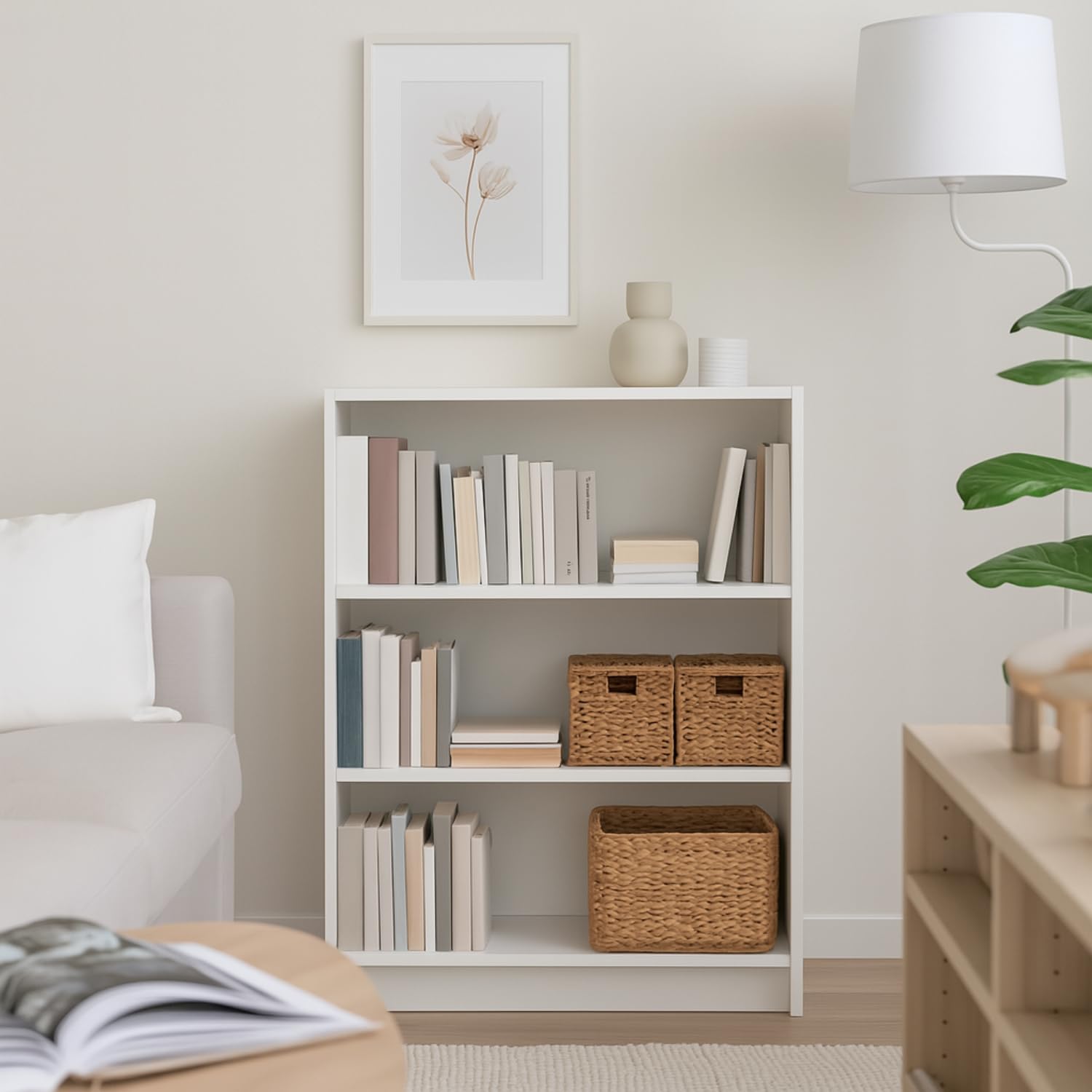 Amazon Brand  Solimo Engineered Wood 3Tier Book Rack For Study Room | Open Book Shelf For Office, Library, Bedroom, Living Roo