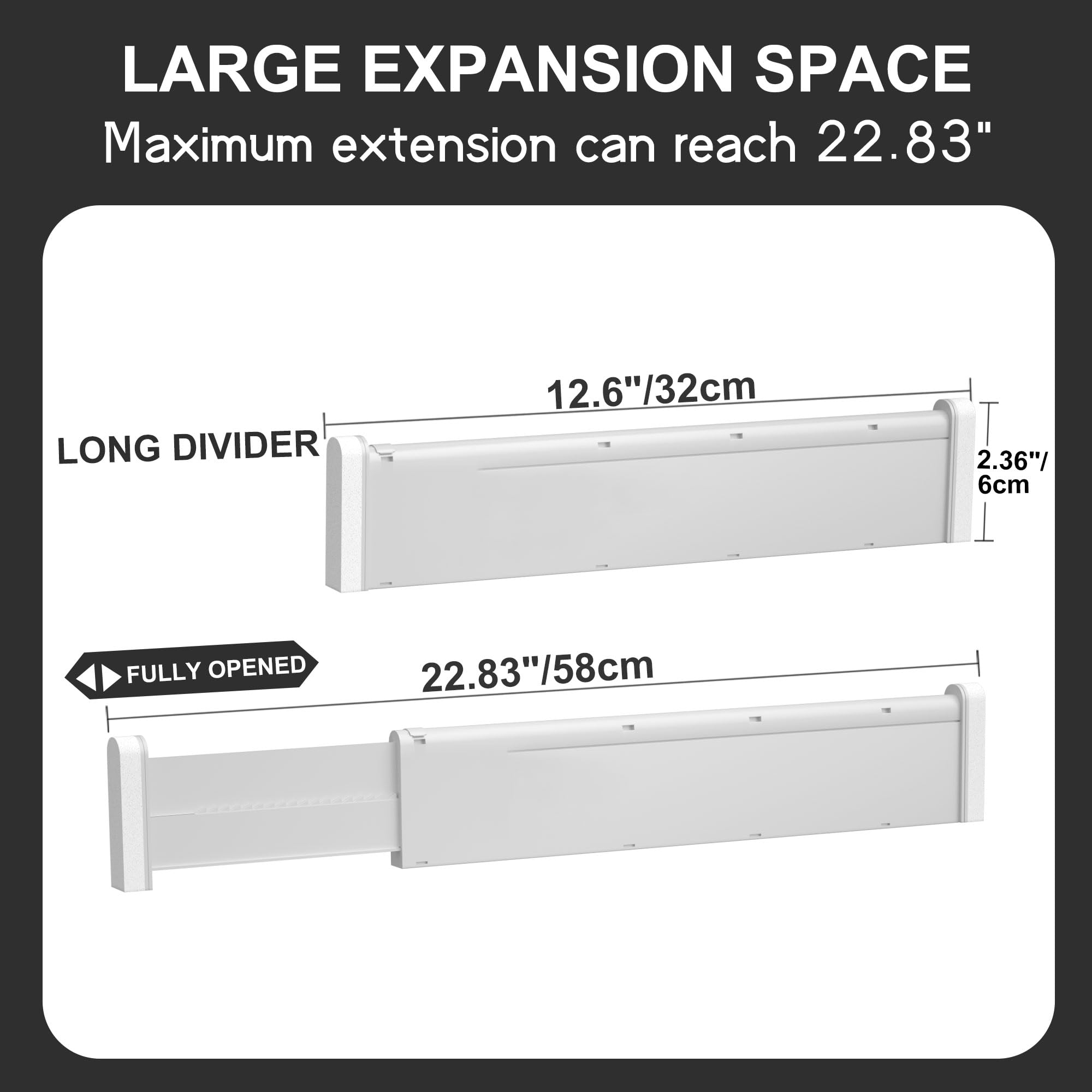 HiYZ Expandable Drawer Dividers - 12.6-22.8'' Adjustable Drawer Divider Organizers for Kitchen Utensils, Drawer Separators in Be