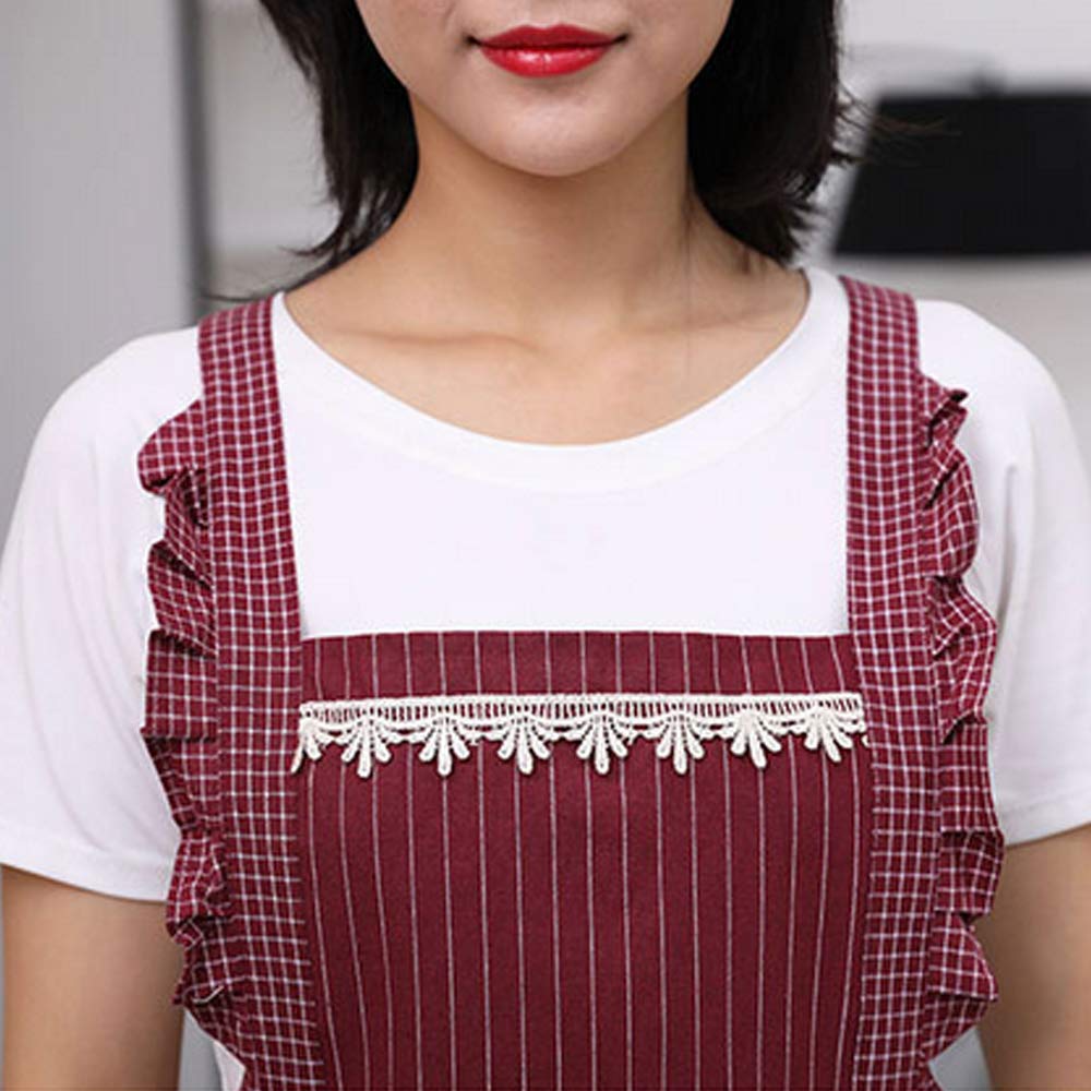 Cute Apron For Women With Pockets, Comfortable Kitchen Apron, Perfect For Cafe Shop, Baking, Gardening, Cooking, Red
