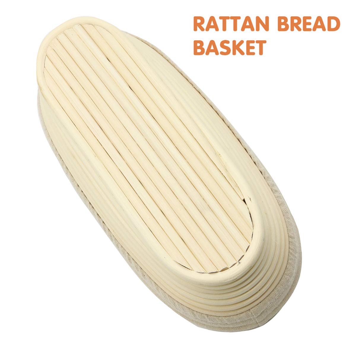 2 Pcs 10 Inch Oval Long Banneton Brotform Bread Dough Proofing Rising Rattan Basket & Liner For Professional & Home Bakers