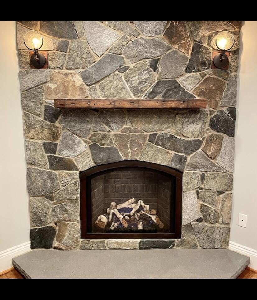 Modern Timber Craft Reclaimed Wood Fireplace Mantel Shelf | Solid Rustic American Barnwood With Floating Shelf Brackets | 2.75''