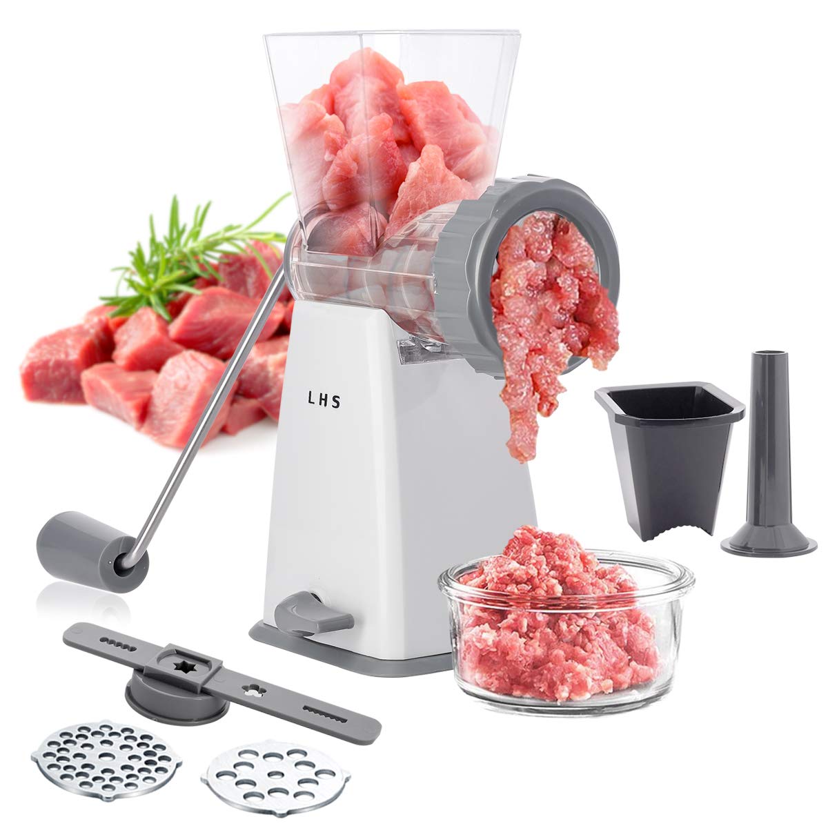 Manual Meat Grinder with Stainless Steel Blades Heavy Duty Powerful Suction Base for Home Use Fast and Effortless for All Meats-