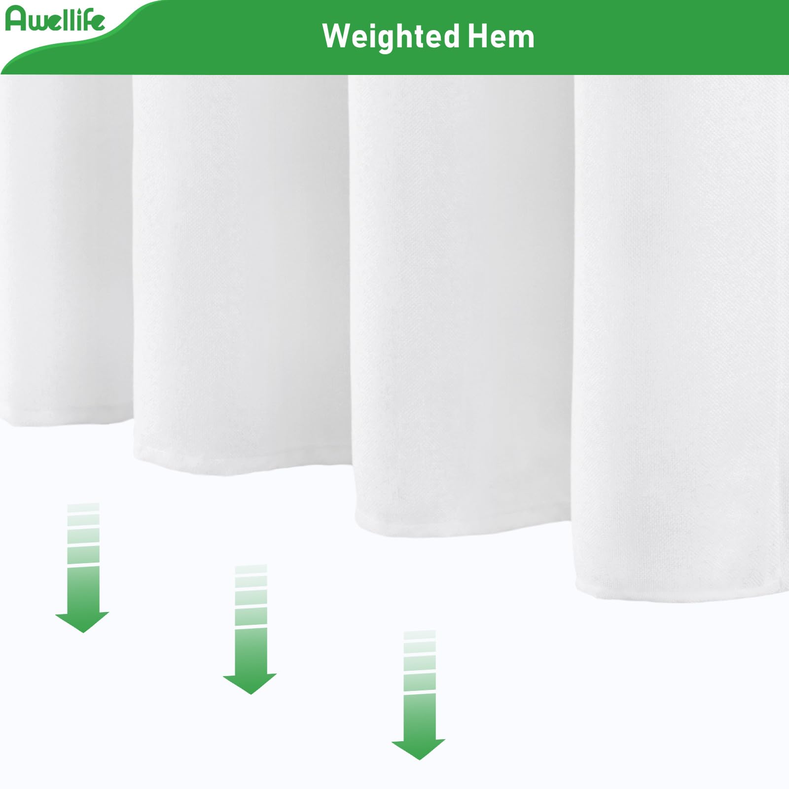 Awellife White Linen Style Shower Curtain Set With 12 Durable Hooks - Textured Fabric Heavy Cloth Shower Curtains For Bathroom 7
