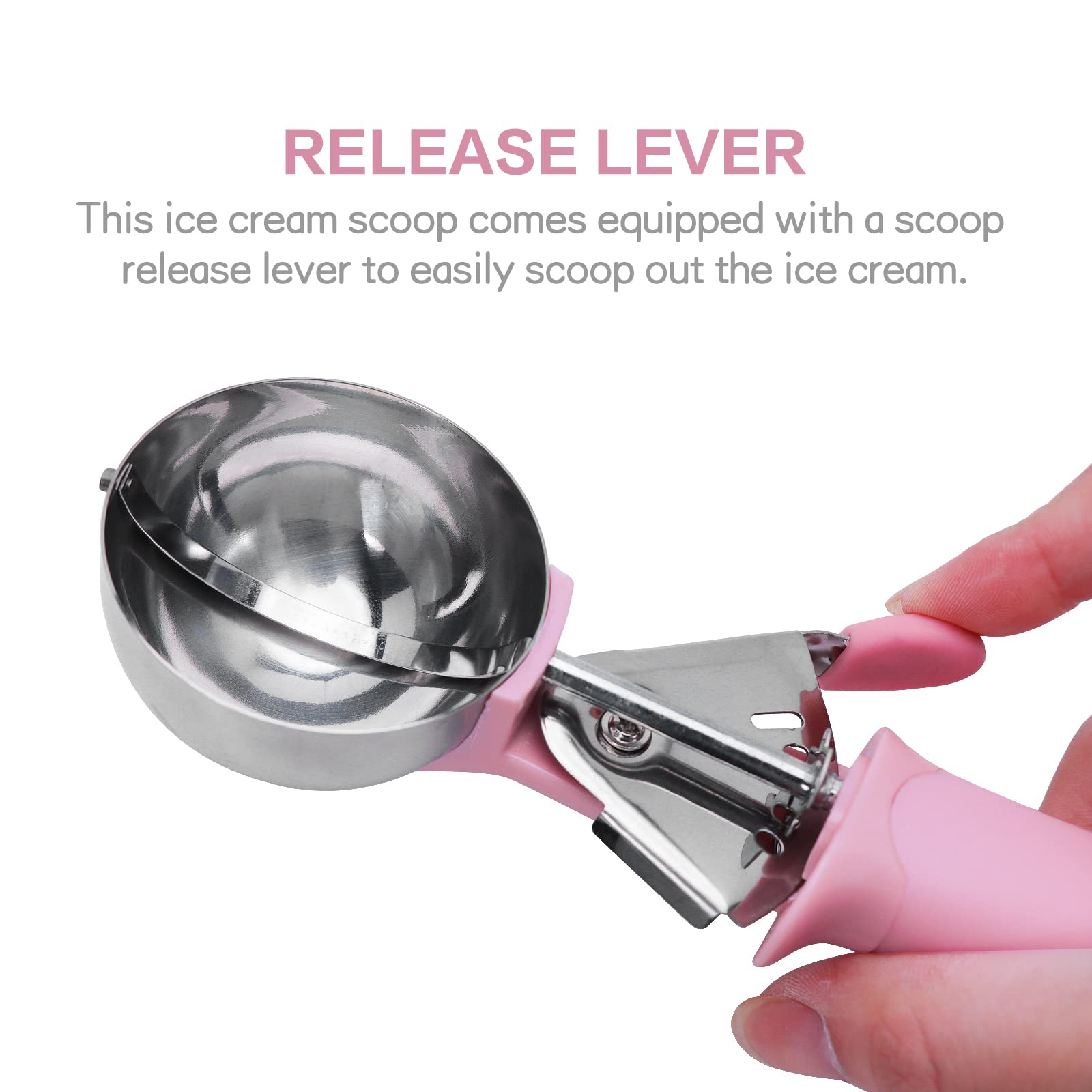 Ice Cream Scoop, Cookie Fruit Scoop With Comfort Grip Handle, Stainless Steel Ice Cream Scoop With Trigger Lever(8.46 Inch)