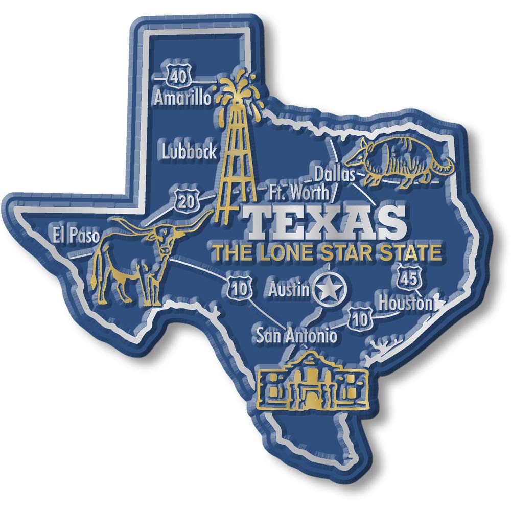 Texas Giant State Magnet by Classic Magnets, 3.9 x 3.7, Collectible Souvenirs Made in The USA