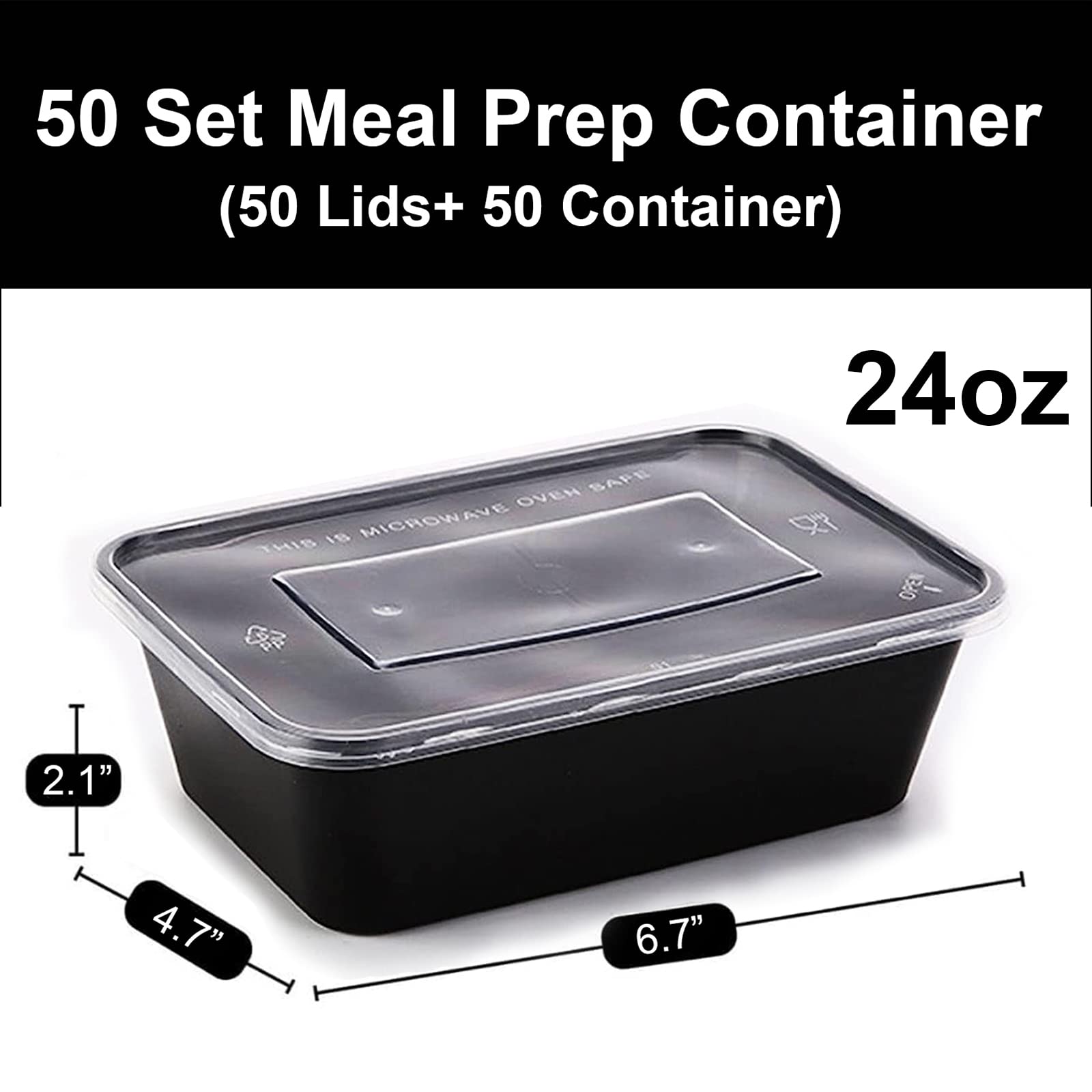 Meal Prep Containers With Lids 50 Set - Reusable Plastic Food Storage Containers Lunch Box To-Go Container Disposable Bento Box