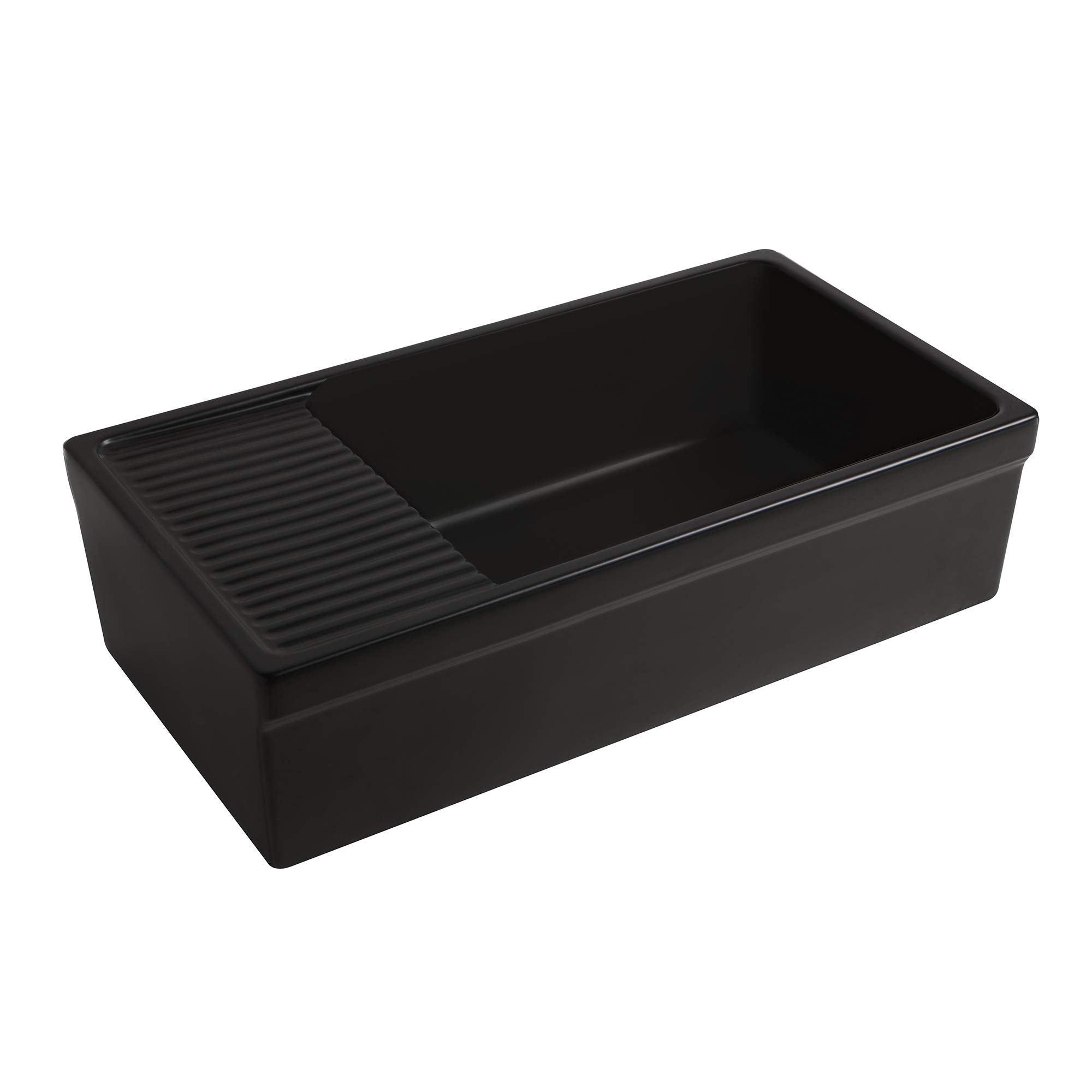 Whitehaus Collection Whqd540-M-Black Quatro Alcove Kitchen, Fireclay, Front Apron Sink, Matte, Black