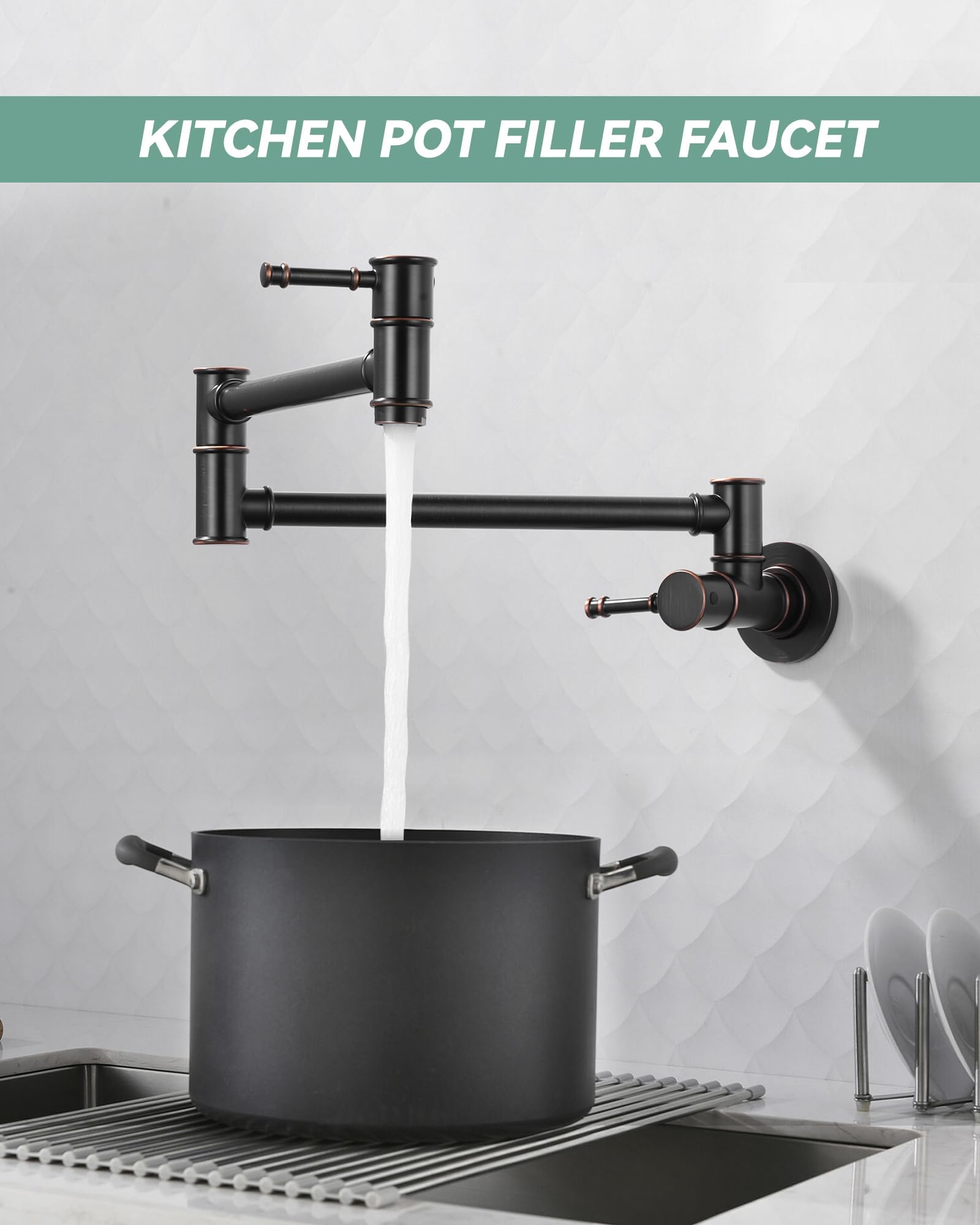Pot Filler Faucet, Wall Mount Stove Faucet For Kitchen Sink, Brass Kitchen Pot Faucet Over Stove, Pot Filler Folding Faucet With