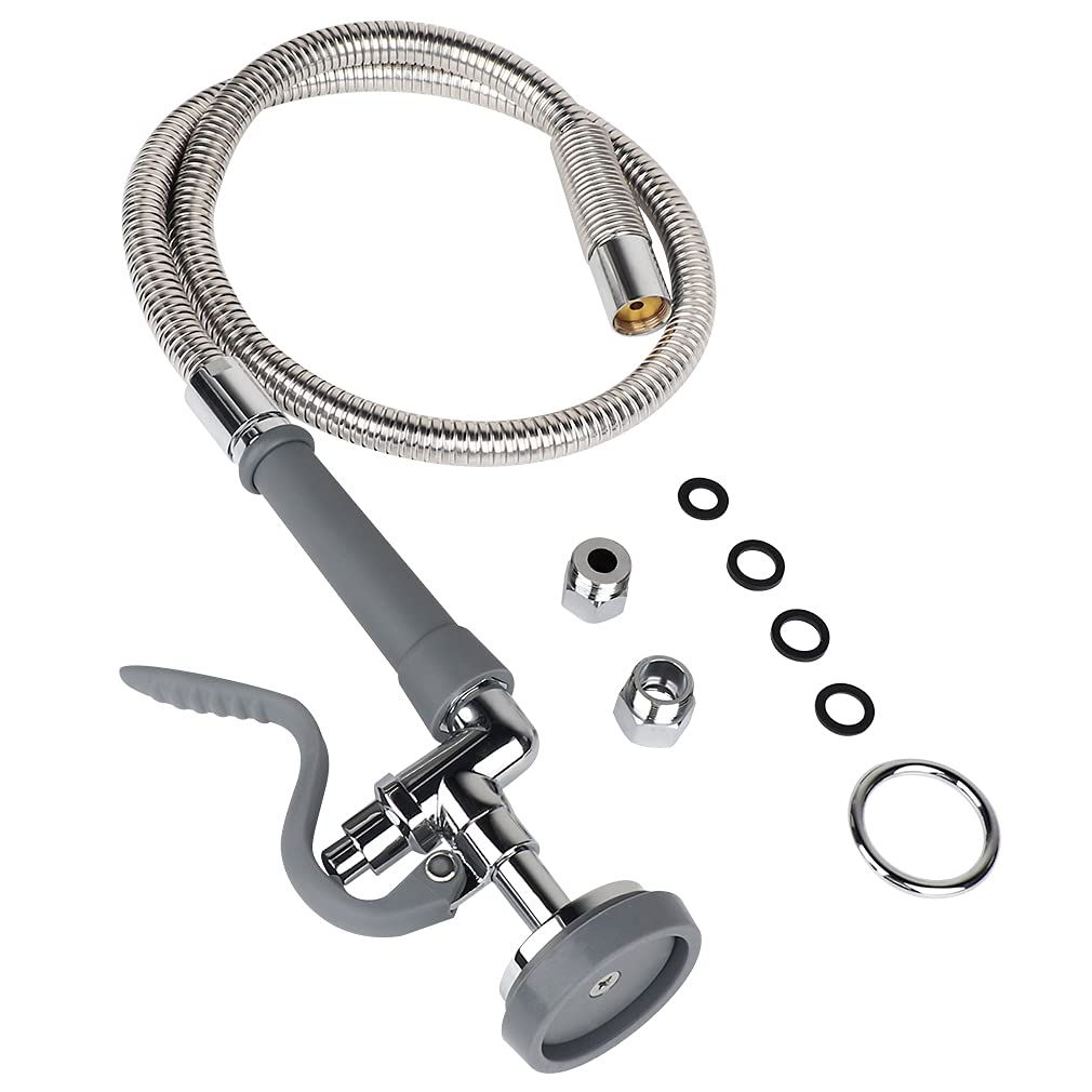 Kollniun Spray Valve With Pre-Rinse Hose 44 Inches Commercial Flexible Stainless Steel 1.42 Gpm High Pressure Pre Rinse Dish Spr