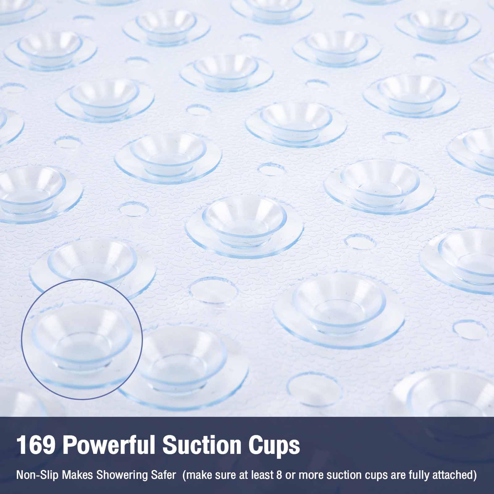 Naoloture Clear Square Non-Slip Shower Mat 21x21 Inch, BPA-Free, with Suction Cups and Drain Hole