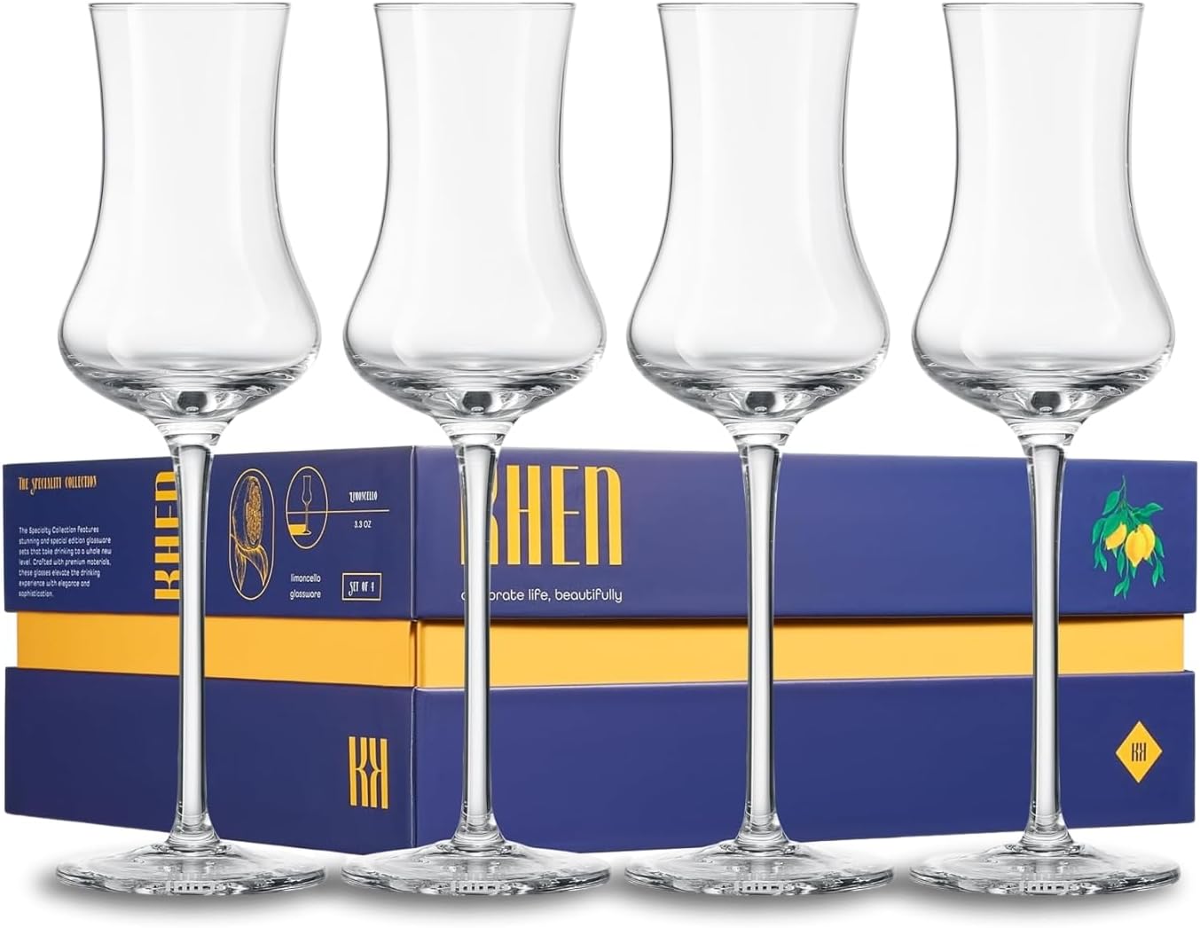 Specialty Limoncello Cocktail Glassware, Set of 4