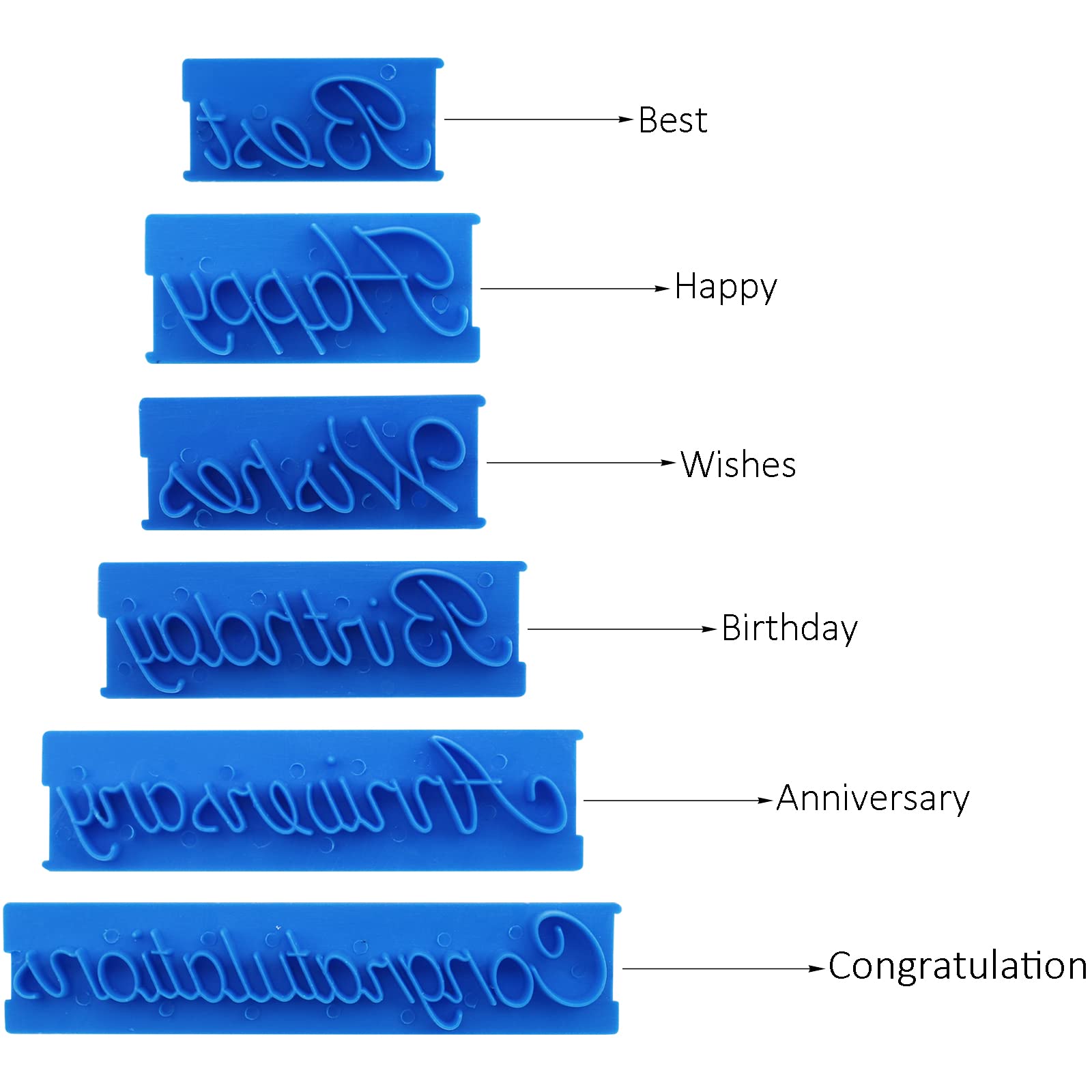 18 Pcs Cookie Fondant Stamp Cutter Stamper Blessing Letters Mold Happy Birthday Best Wishes Congratulations Anniversary Letters