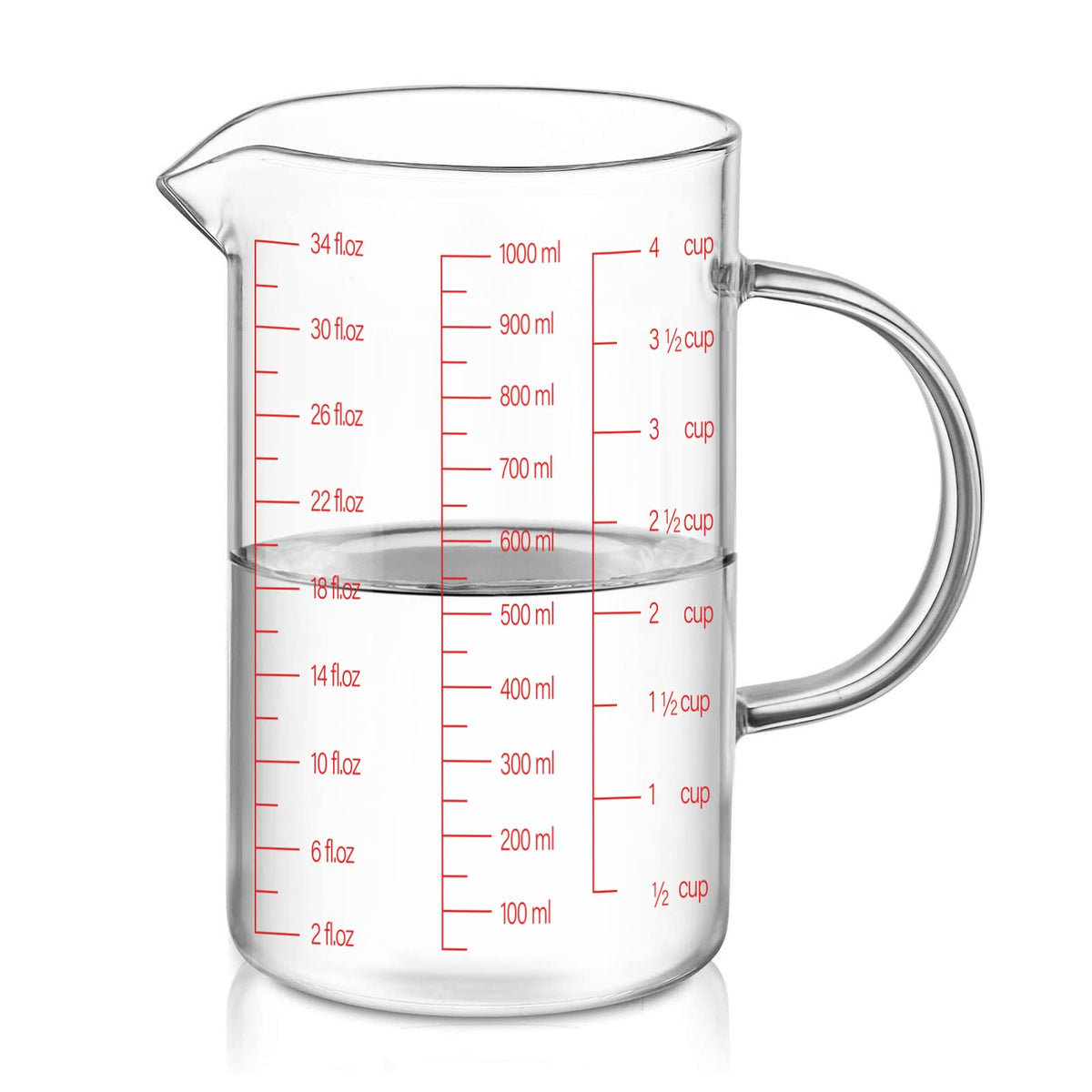 Luvan Glass Measuring Cup 4 Cup Glass Measuring Cup With 3 Scales (Ml ...