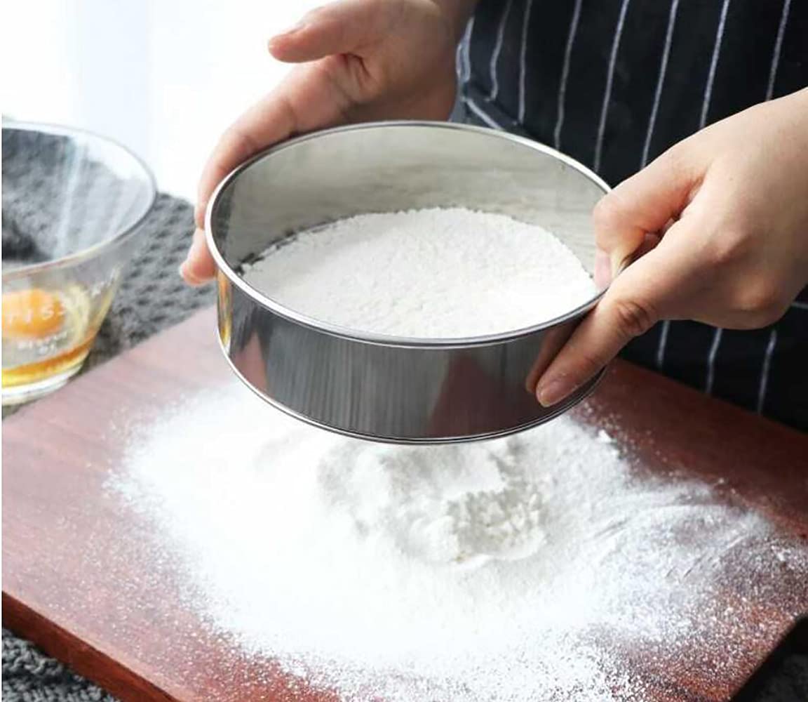 Vanlan 6 Inch Small Tamis, 18/8 60 Mini Fine Mesh Flour Sieve Flour Sifter Round Stainless Steel Flour Sieve