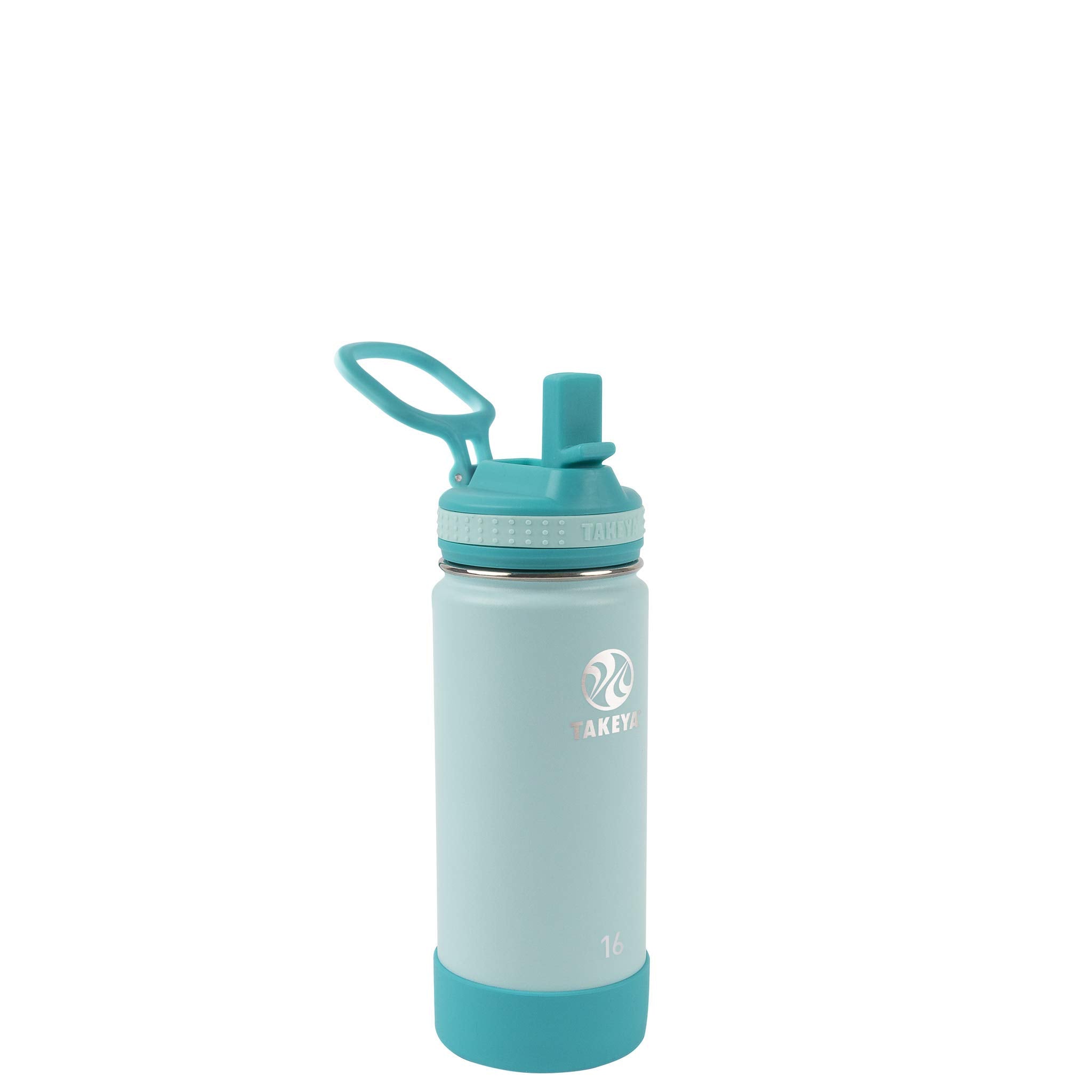 Takeya Actives Kids Insulated Stainless Steel Water Bottle with Straw Lid, 16 Ounce, SurferLagoon