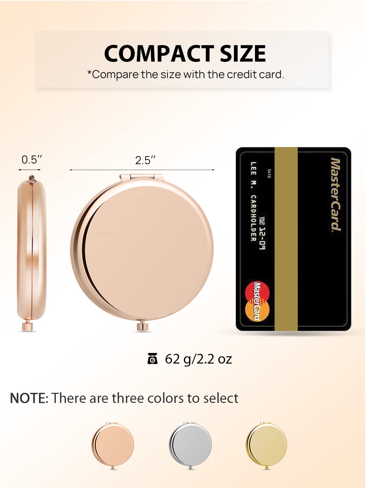 Getinbulk Compact Mirror Bulk, Pack Of 6 Double-Sided 1X/2X Magnifying Metal Makeup Mirrors(Round, Rose Gold)