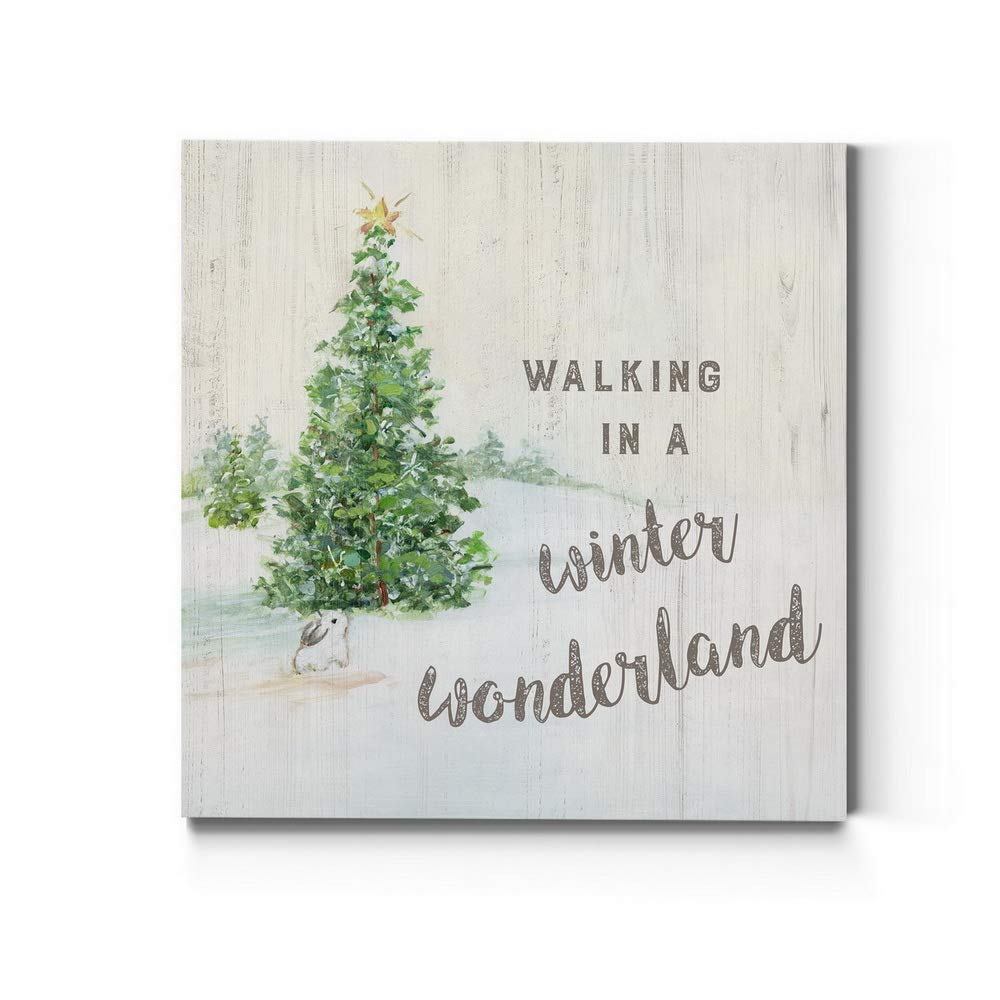 Renditions Gallery Walking In A Winter Wonderland Wall Art, Charming Christmas Artwork, Festive Faux Wood Look, Premium Gallery