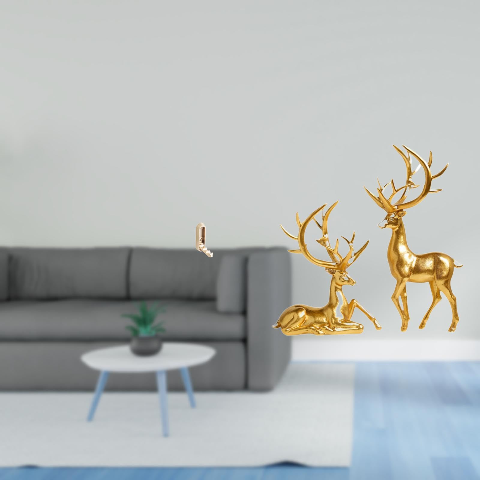 Enakshi Folding Wall Hook Organizer For Bathroom Closet With Decorative Resin Deer Sculptures And Coat Towel Hanger For Living R