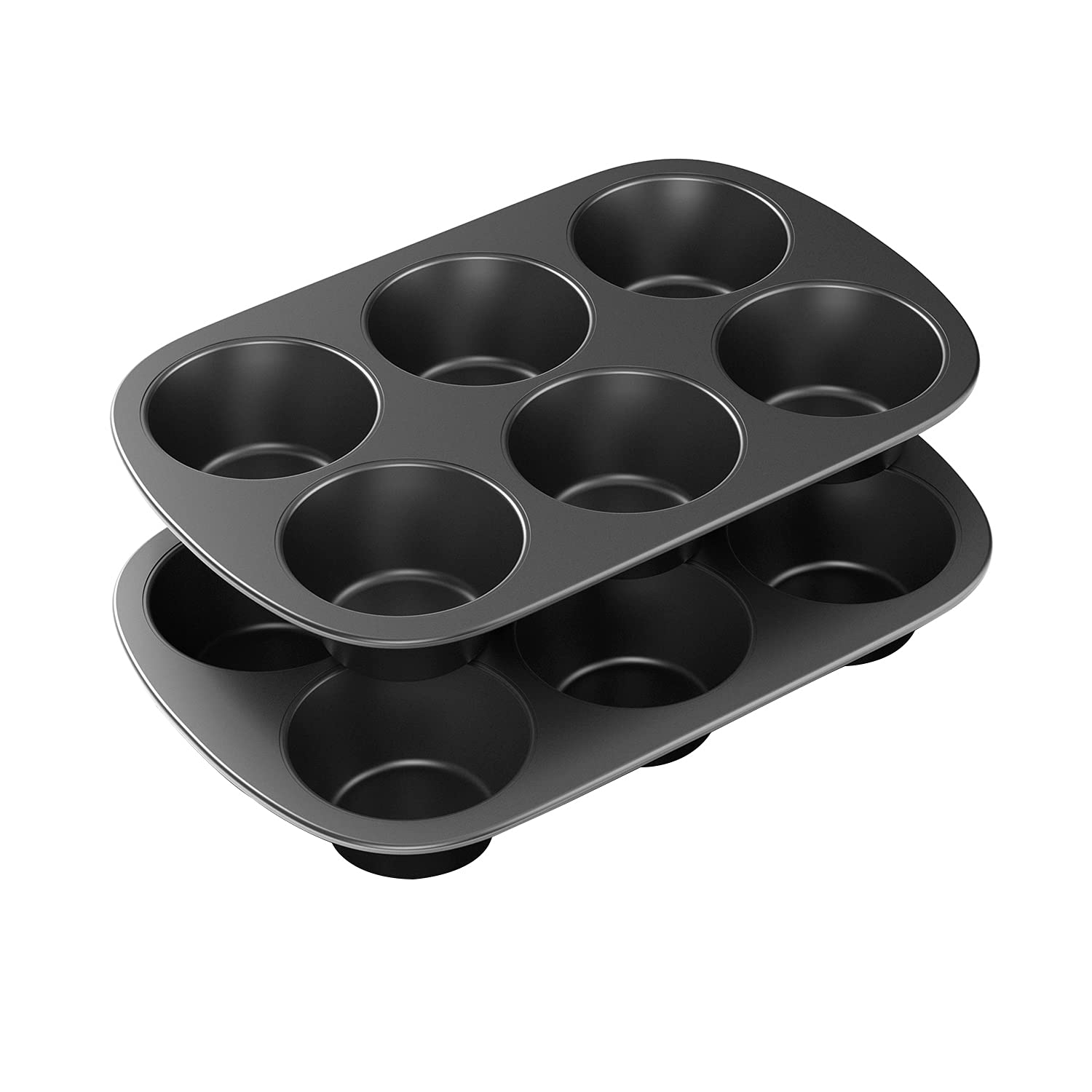 Tiawudi 2 Pack Nonstick Muffin Pan, Carbon Steel Cupcake Pan, 6 Cup, Easy To Clean And Perfect For Making Muffins Or Cupcakes, J